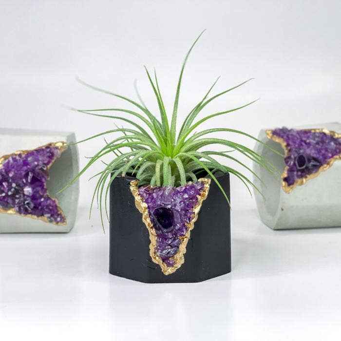 Raw Amethyst Candle Holder | Black - Image 4