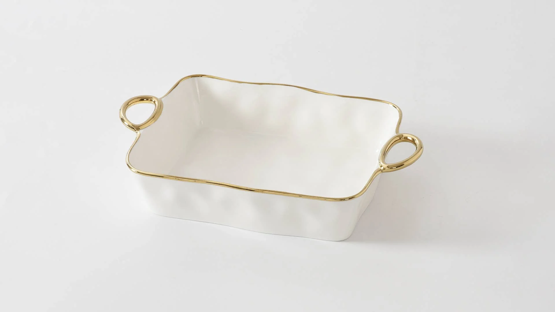 Rectangular Baking Dish Gold Trim - Image 2