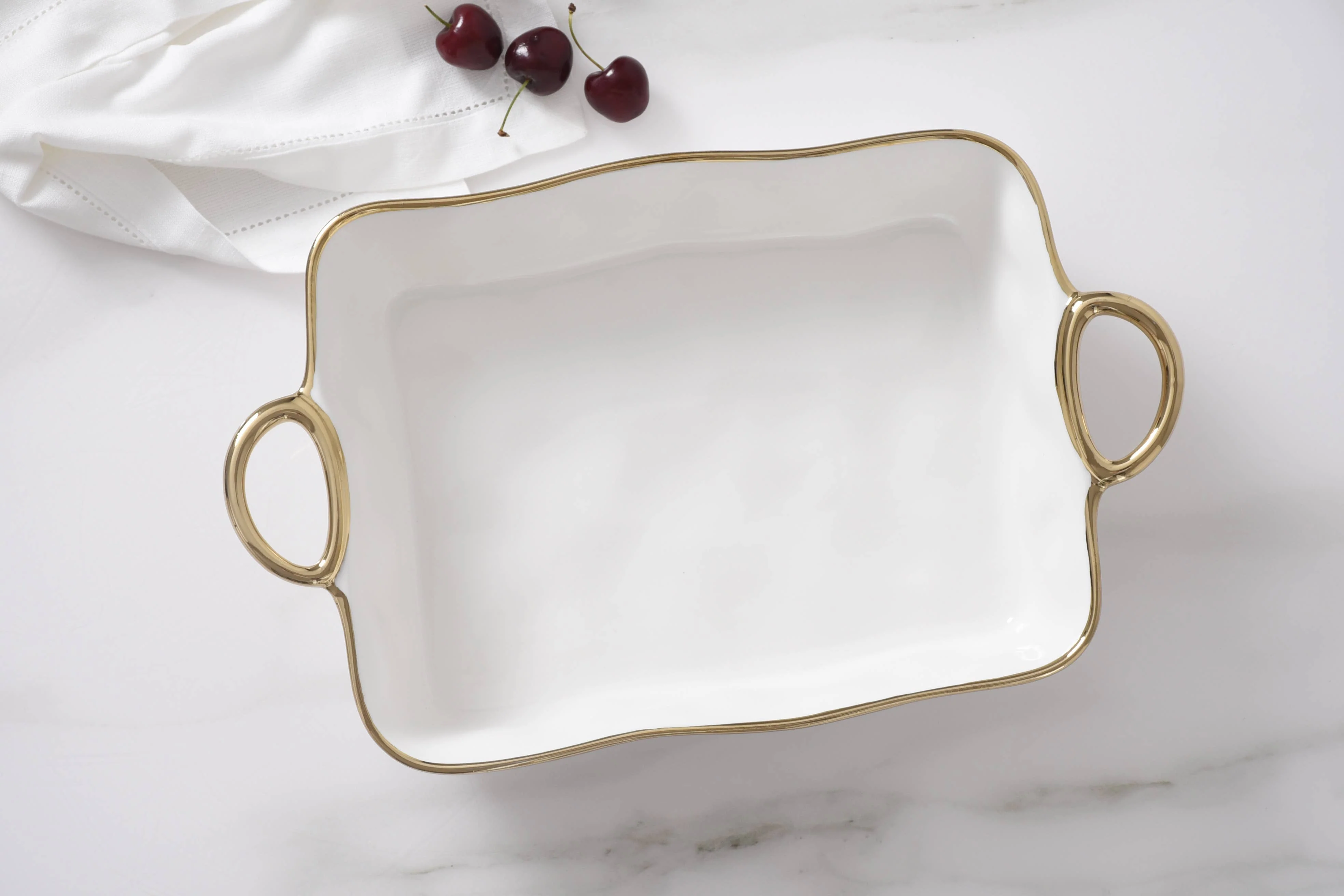 Rectangular Baking Dish Gold Trim - Image 5
