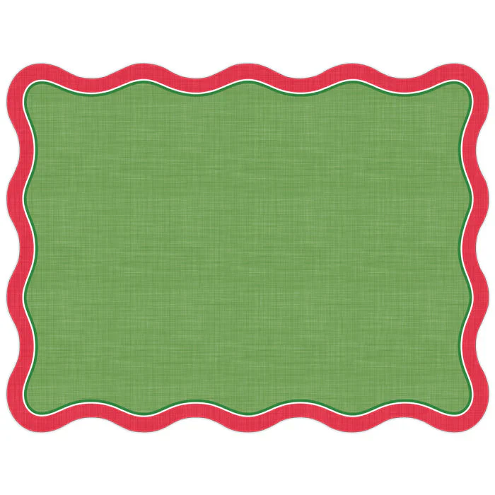 Red and Green Wavy Edge Posh Die-Cut Placemats-10 ct