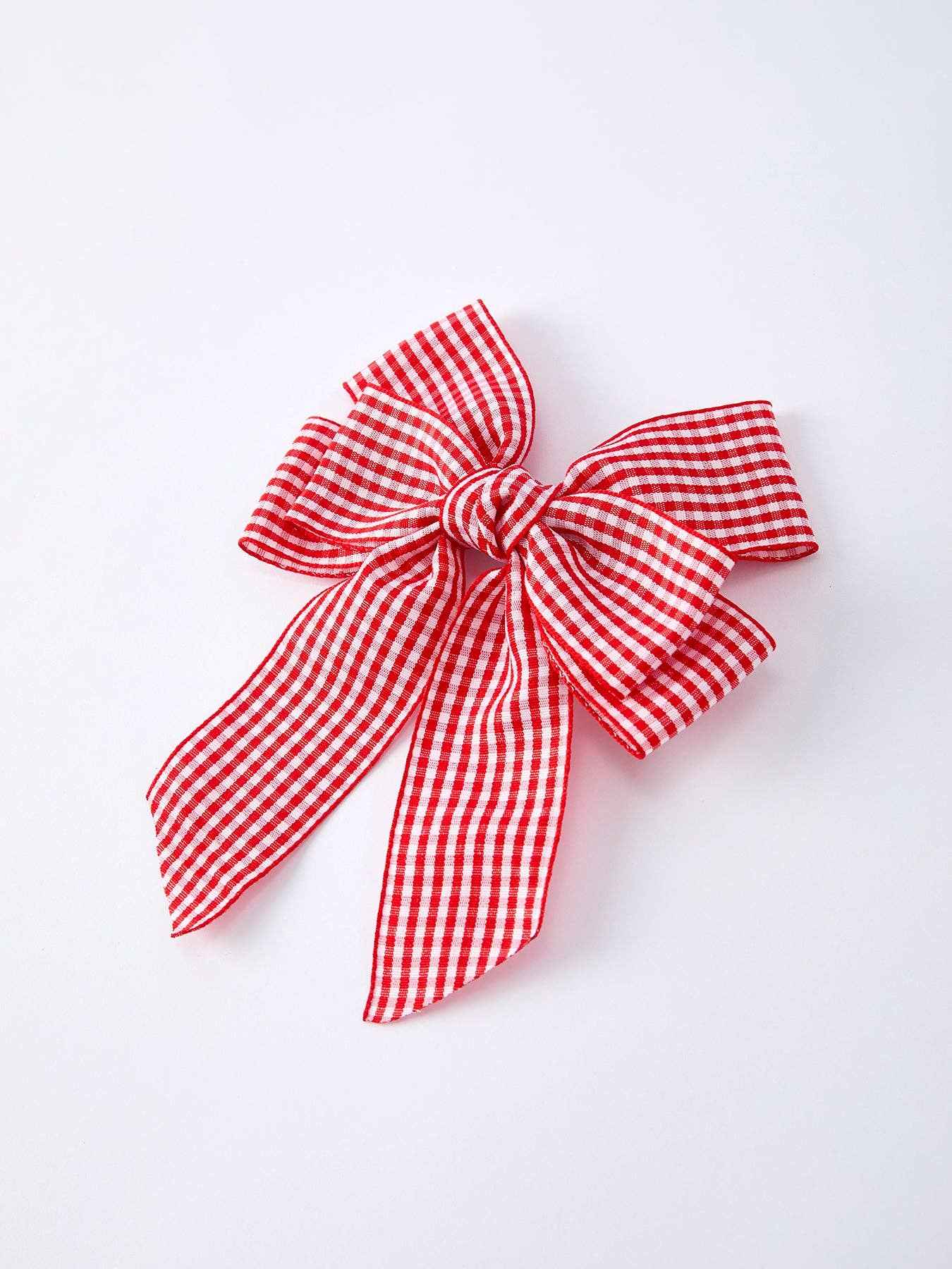 Red and white Plaid Girls Hairpin 4 Inches - Image 2