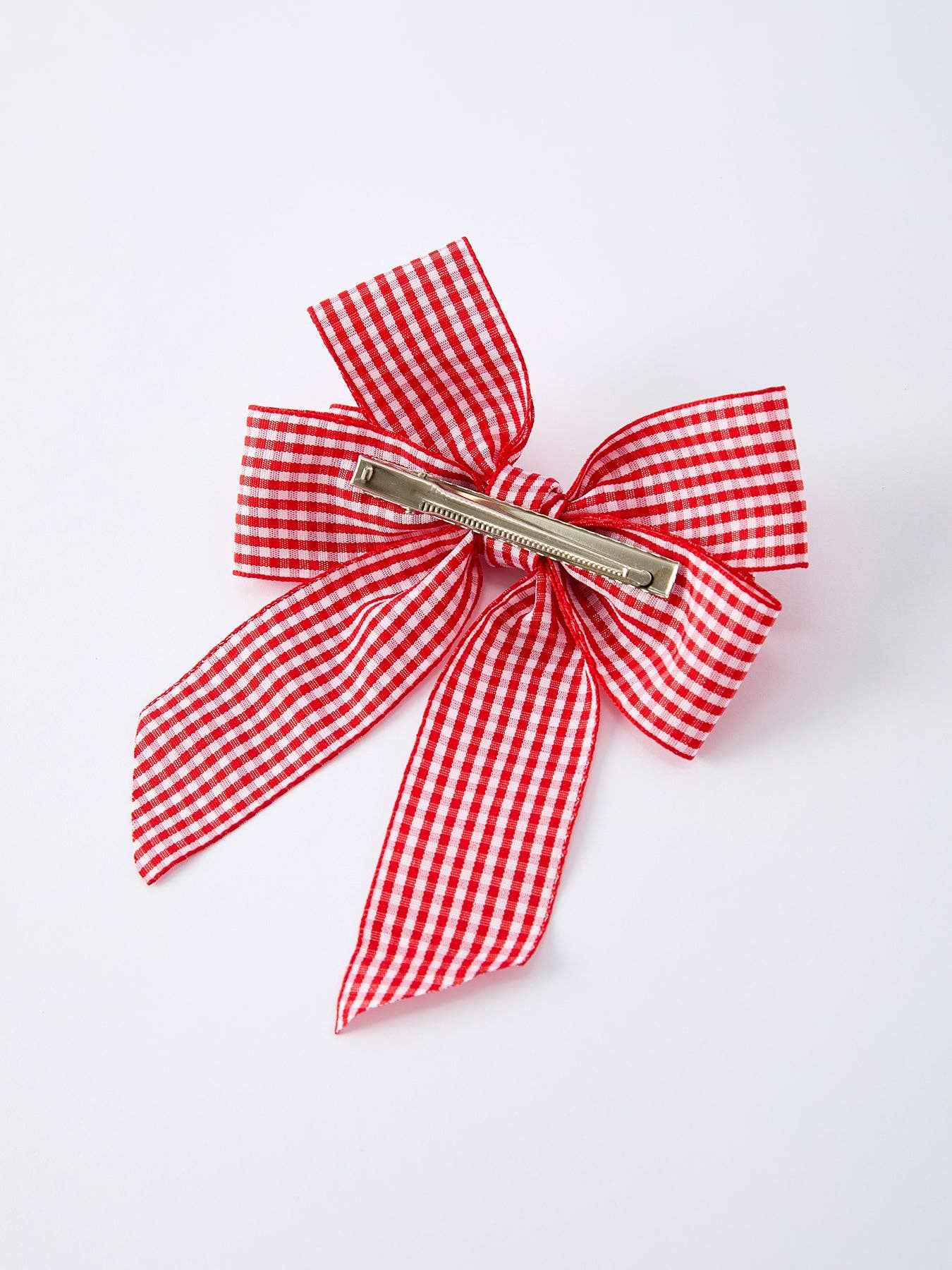 Red and white Plaid Girls Hairpin 4 Inches - Image 4
