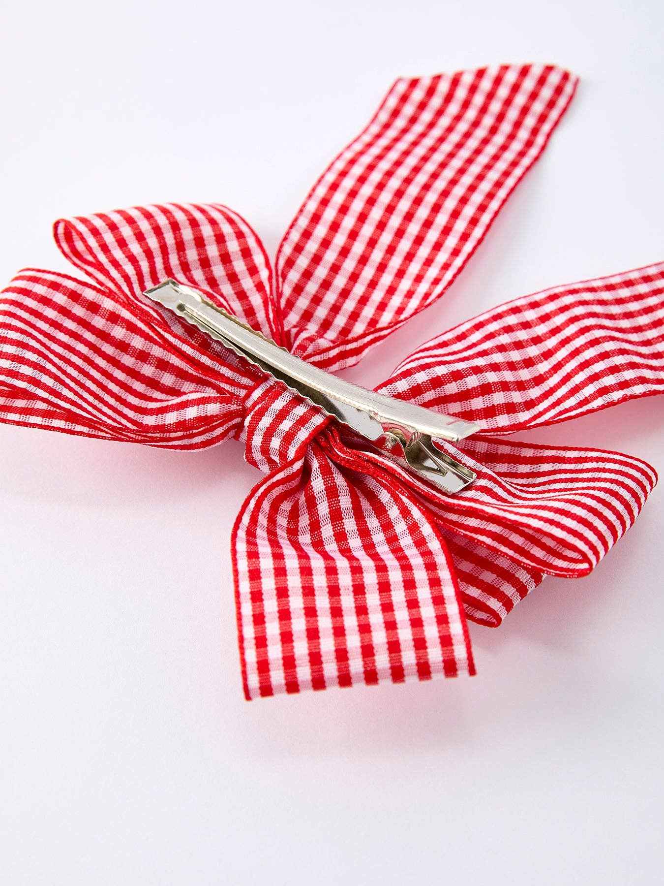 Red and white Plaid Girls Hairpin 4 Inches - Image 5