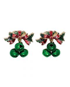 Red Bow with Jingle Bells Earrings