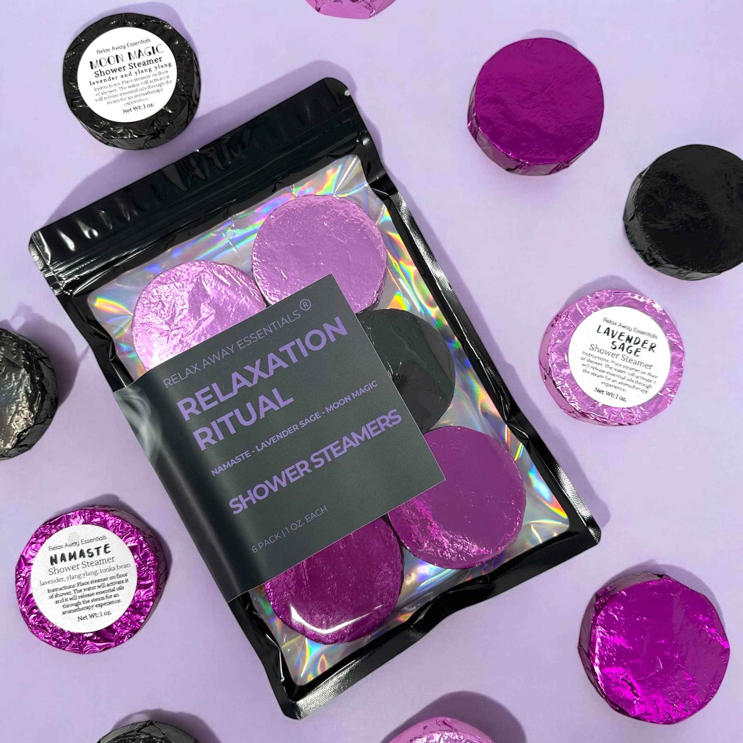 Relax Away Essentials - Relaxation Ritual Shower Steamers 6 Pack - Made in USA
