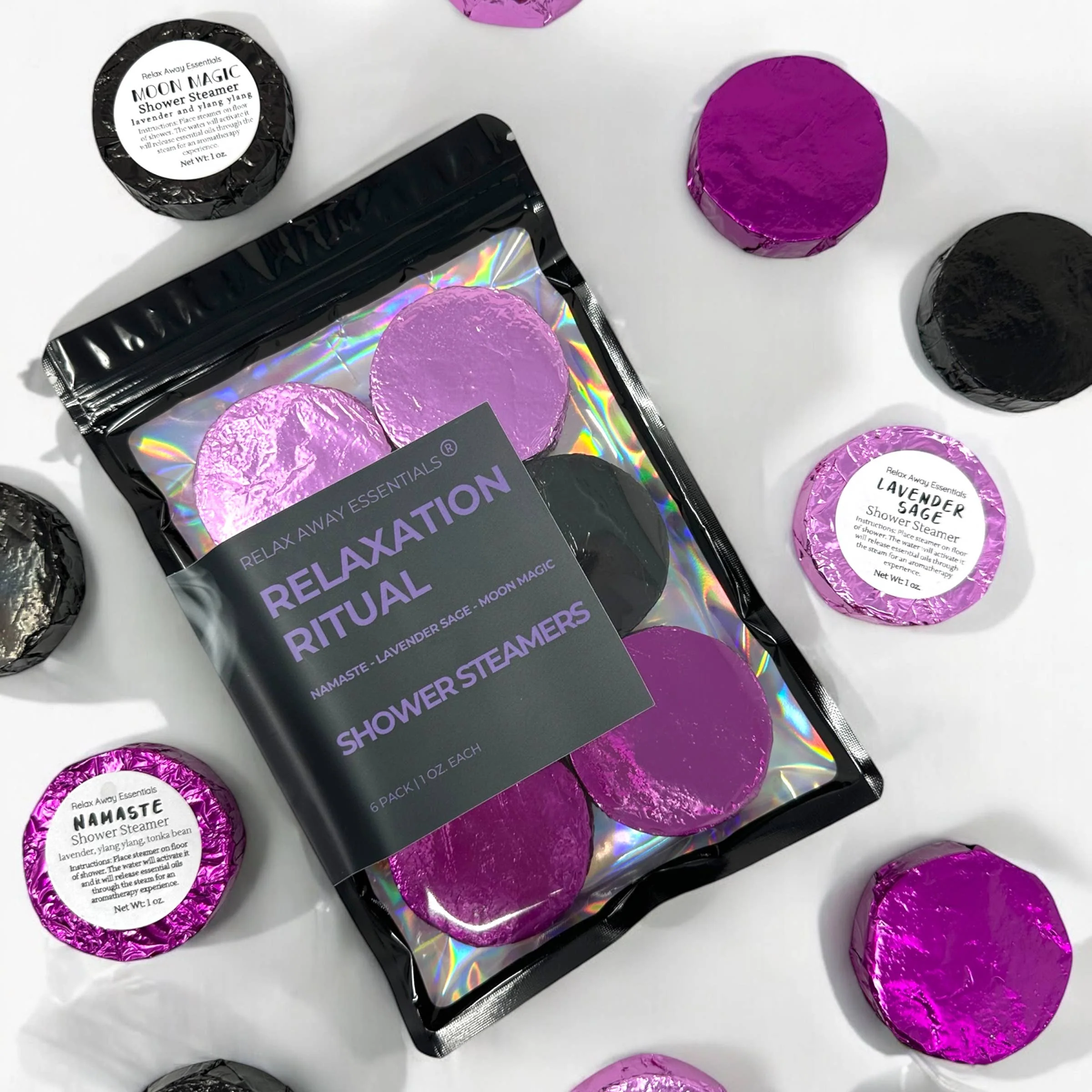 Relax Away Essentials - Relaxation Ritual Shower Steamers 6 Pack - Made in USA - Image 3