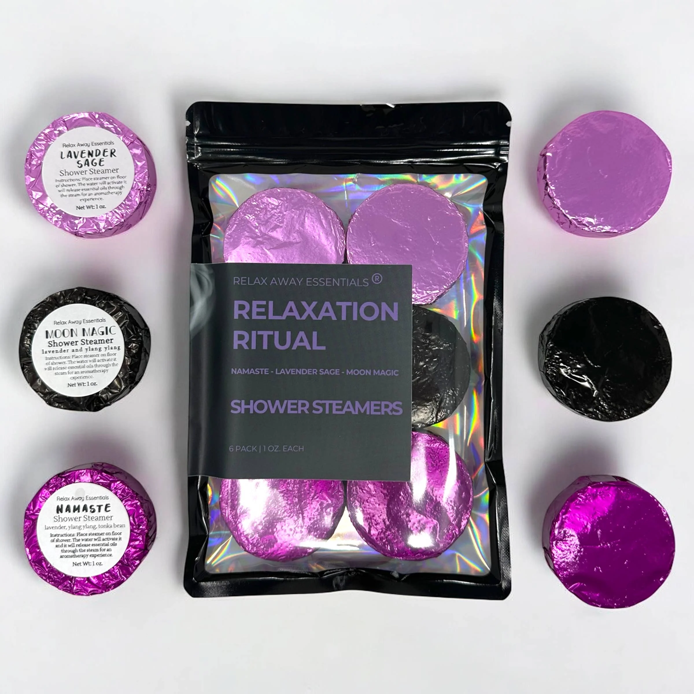 Relax Away Essentials - Relaxation Ritual Shower Steamers 6 Pack - Made in USA - Image 4