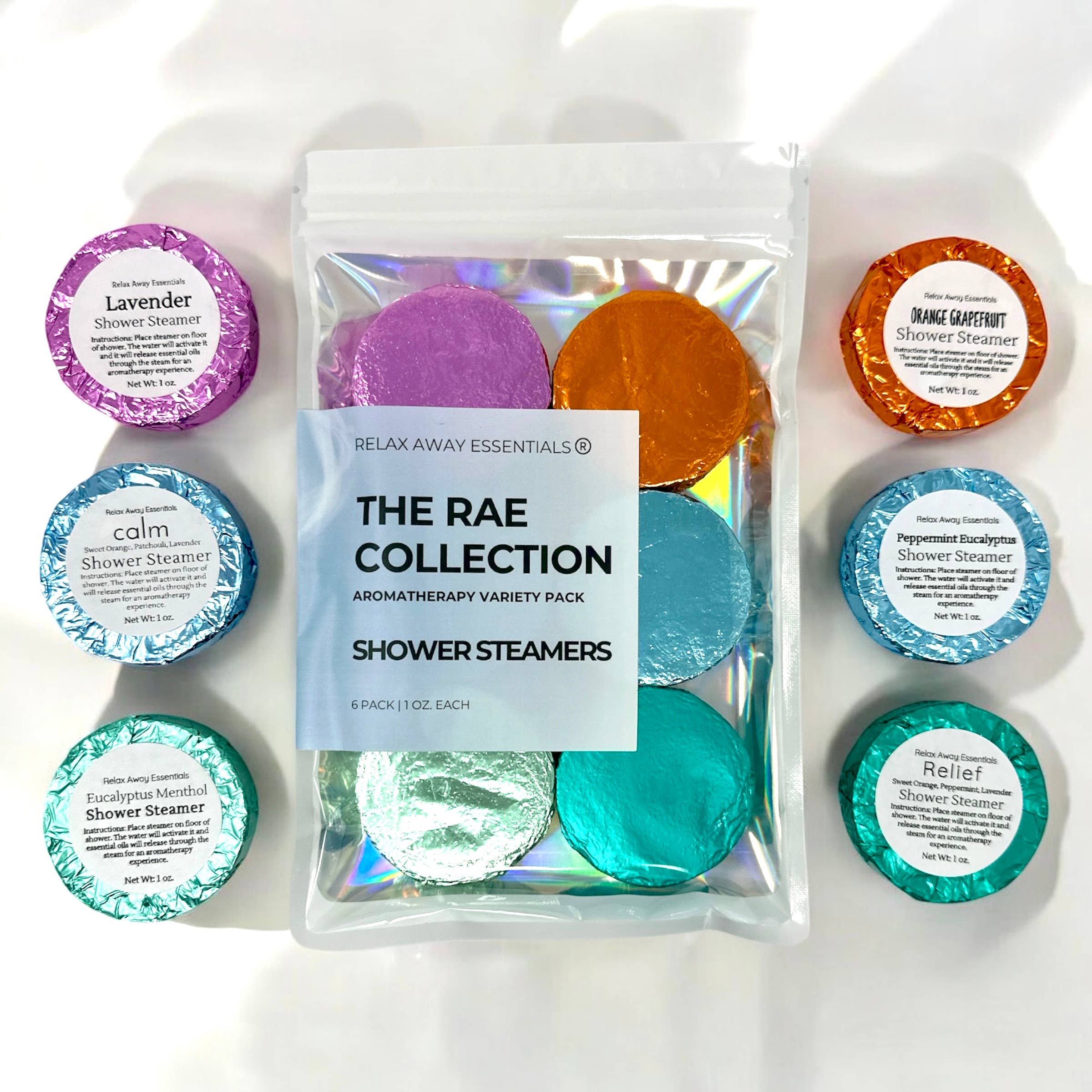 Relax Away Essentials - Variety Pack Shower Steamers 6 Pack - The RAE Collection - Image 2