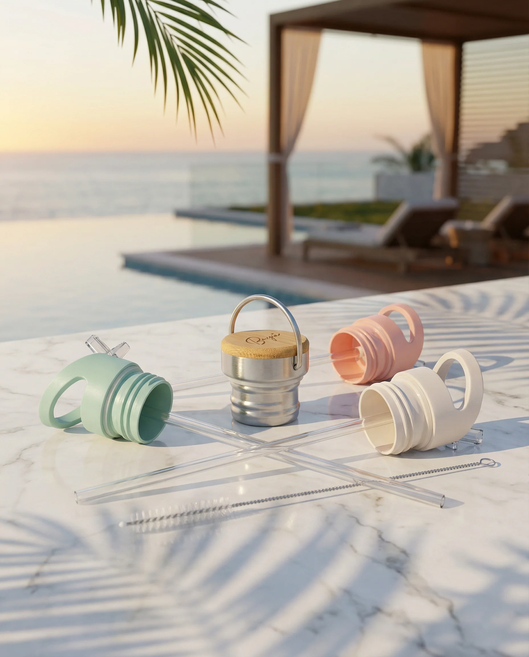 Replacement Flip ’N’ Sip Lid - Leak-Proof Handle with Straws