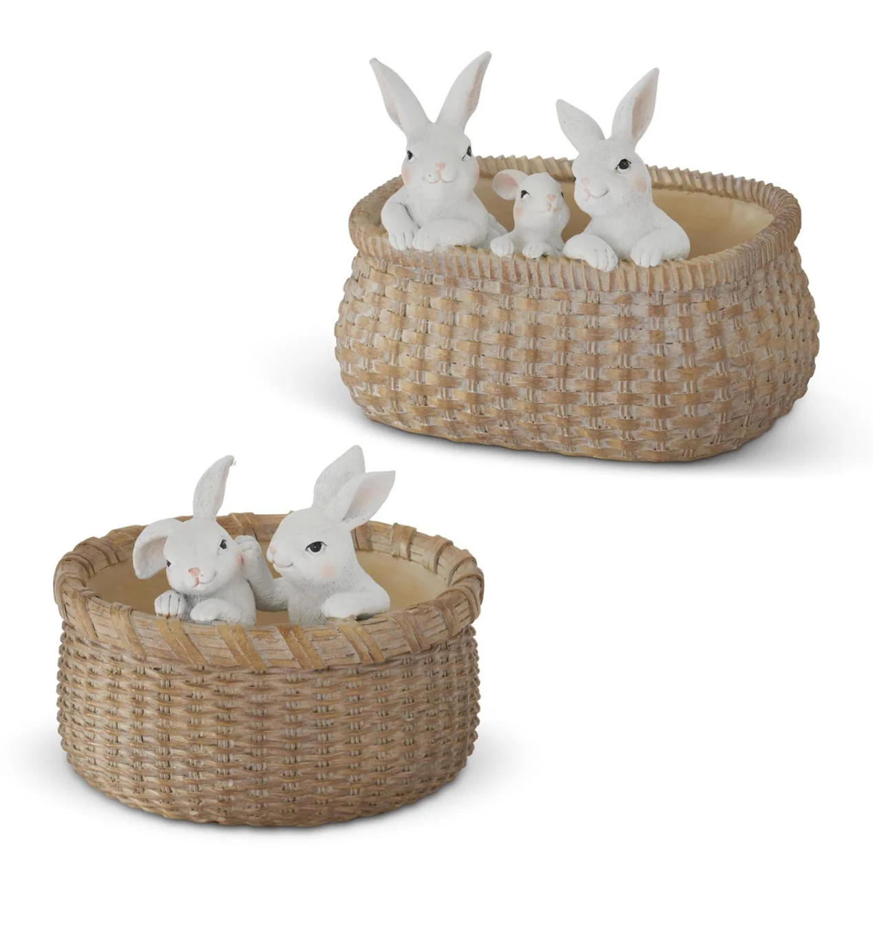 Resin Baskets w/Easter Bunnies-Set of 2