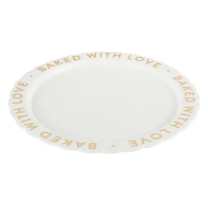 Ceramic Gold Foil Cake Plate - Baked with Love