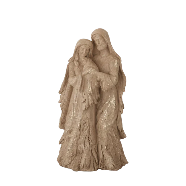 Resin Woodgrain & Gold Wash Nativity-12"