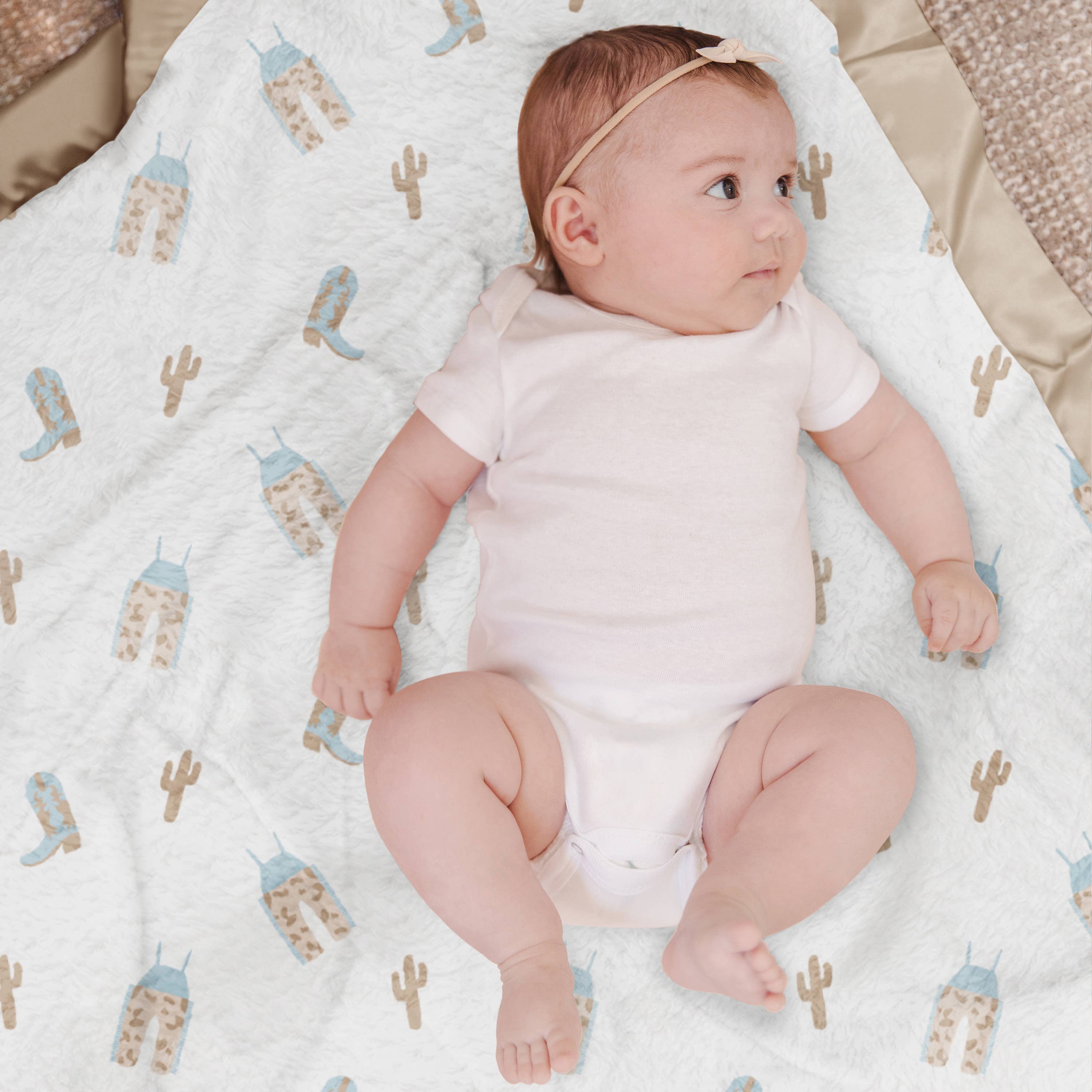 Reversible Baby Blanket Howdy Partner Blue - Image 6