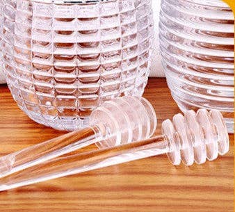 Ribbed Glass Honey Jar with Dipper & Lid - Image 3