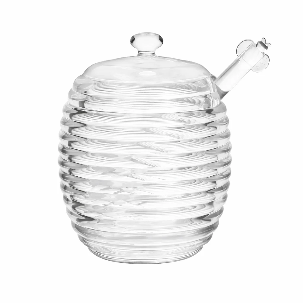Ribbed Glass Honey Jar with Dipper & Lid - Image 4