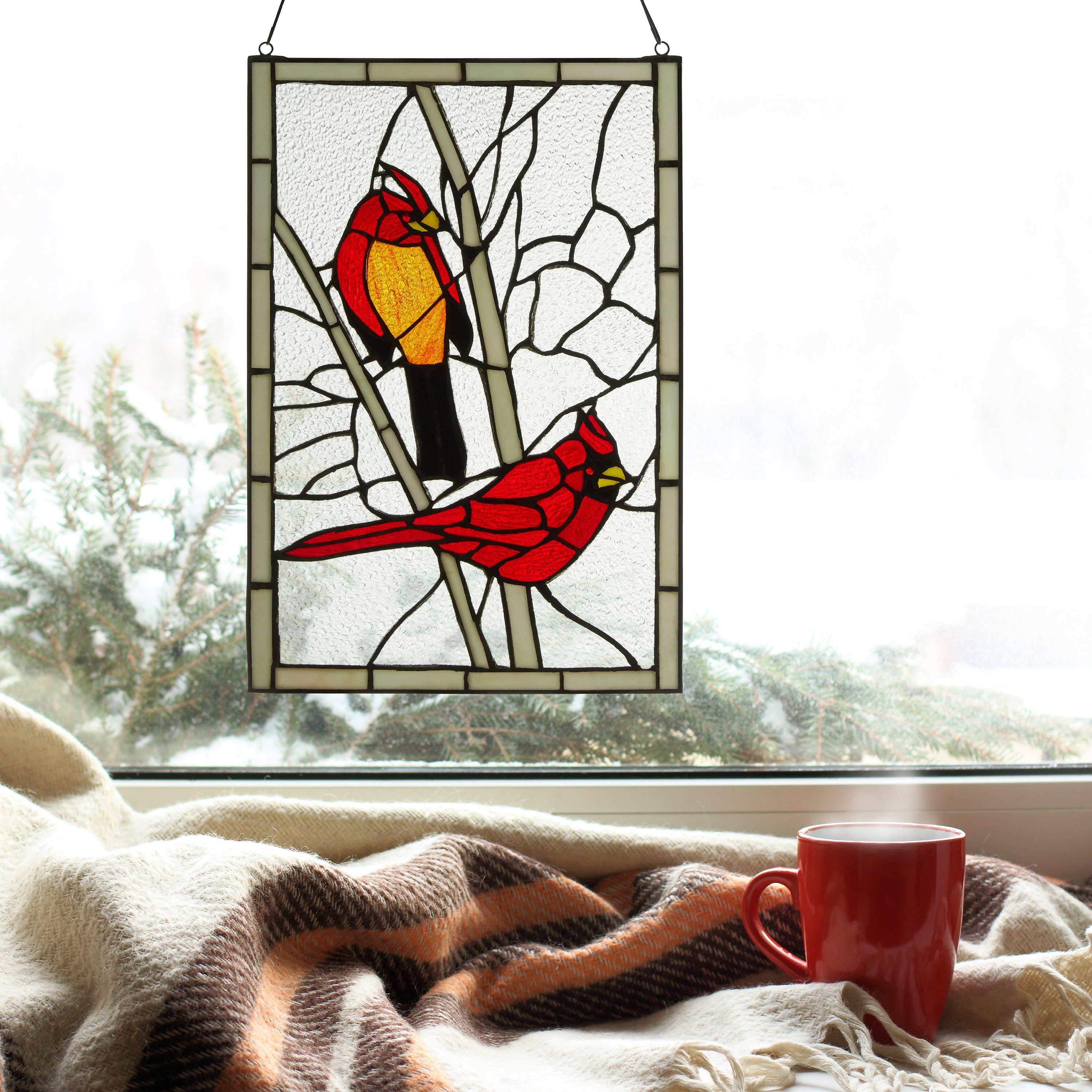 18.5"H Annabelle Red Cardinal Stained Glass Window Panel - Image 4