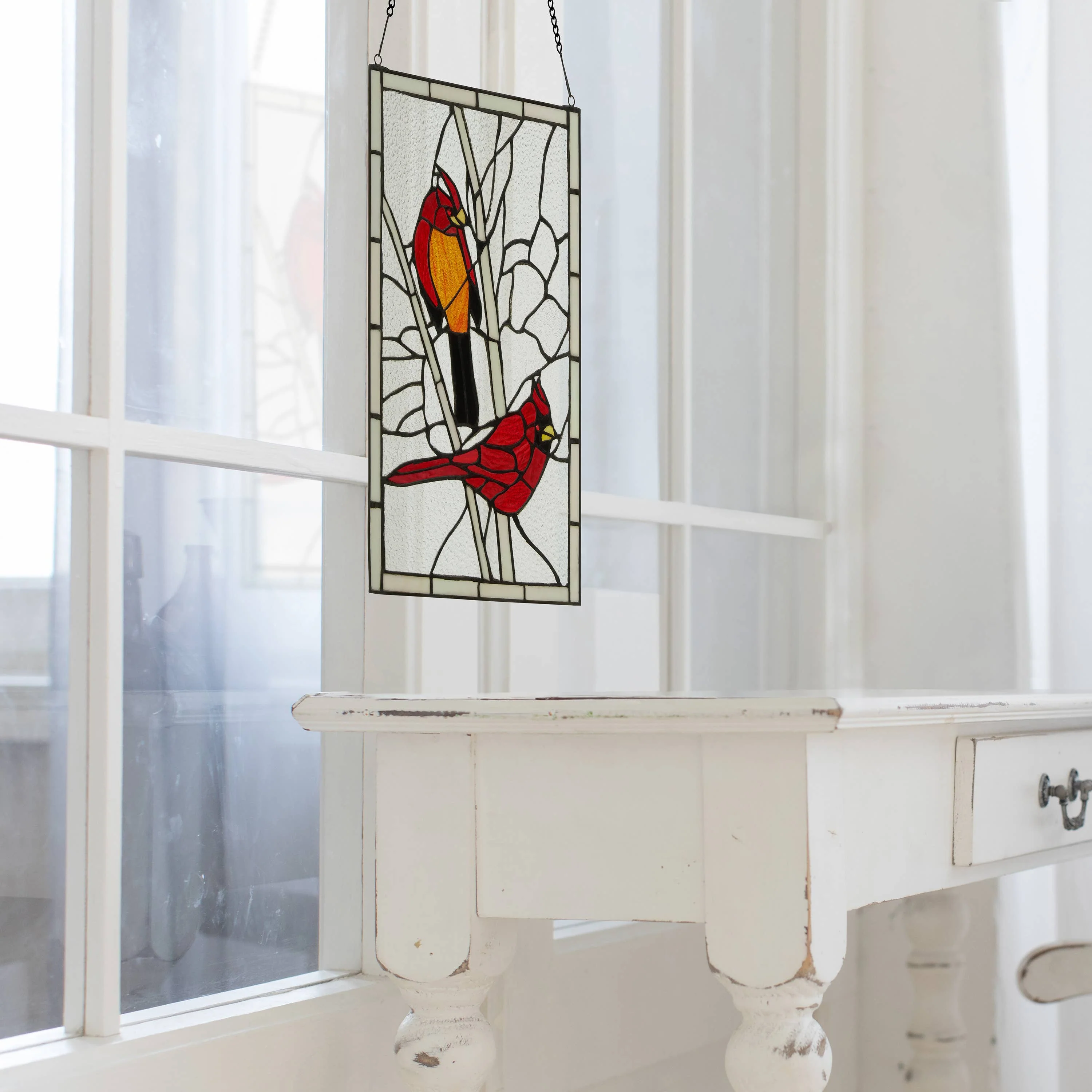 18.5"H Annabelle Red Cardinal Stained Glass Window Panel - Image 5