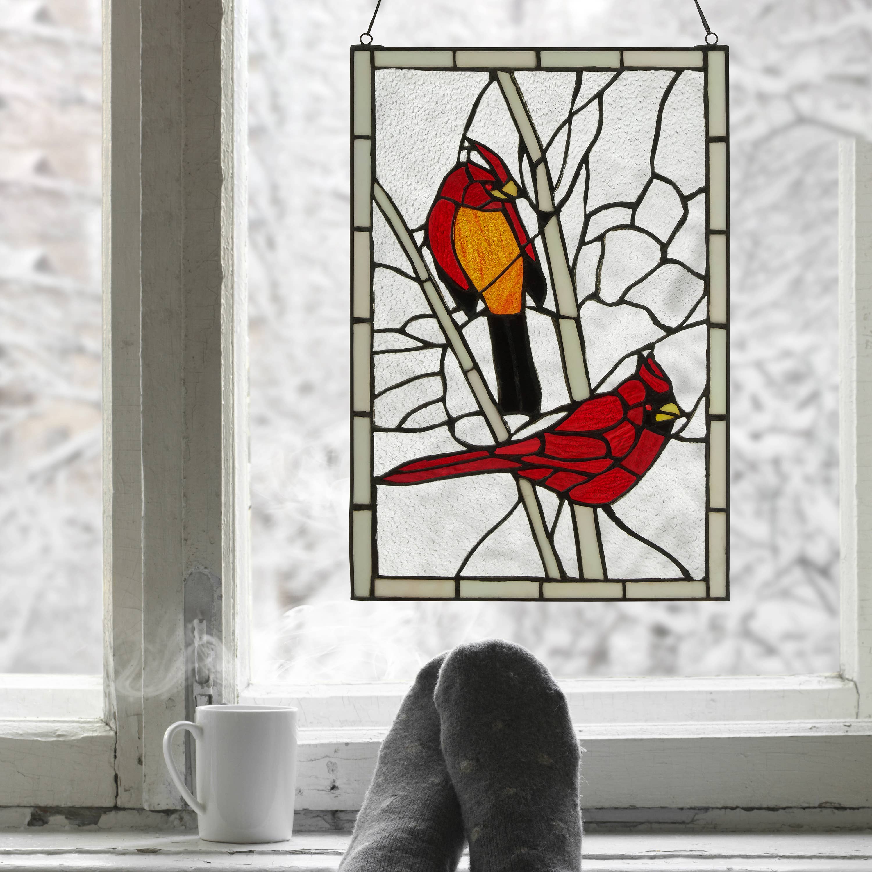 18.5"H Annabelle Red Cardinal Stained Glass Window Panel - Image 6