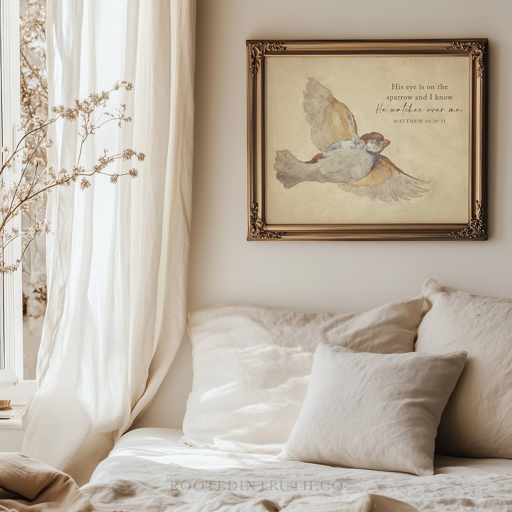 Sparrow Scripture Wall Art Print Christian Gift Decor - Image 2