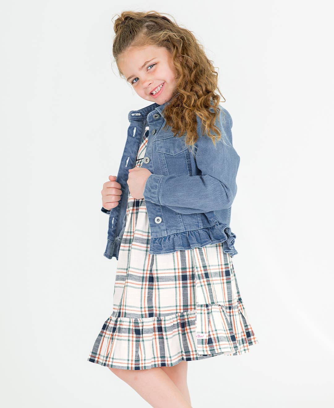Girls Light Wash Ruffle Denim Jacket - Image 11