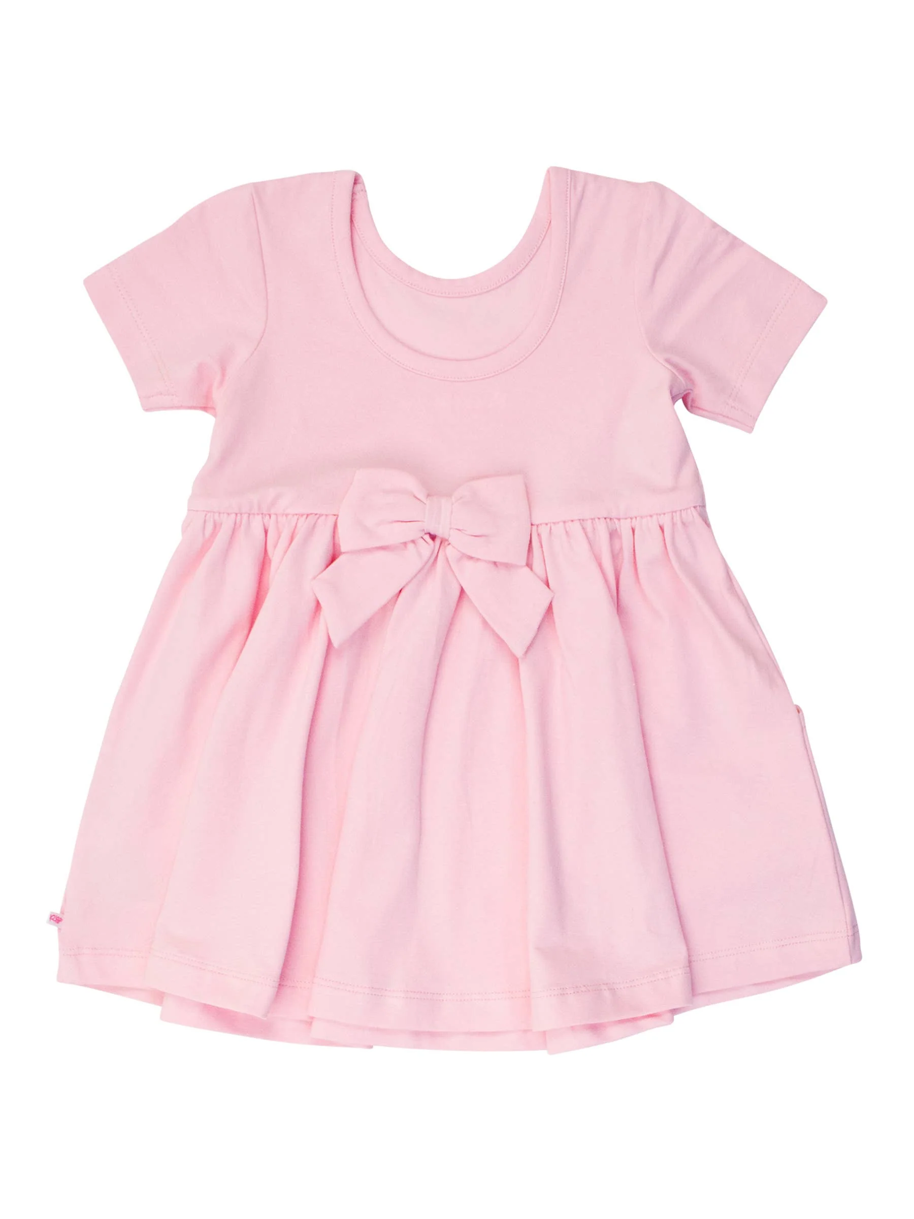 RuffleButts + RuggedButts - Girls Pink Short Sleeve Knit Twirl Dress - Image 3