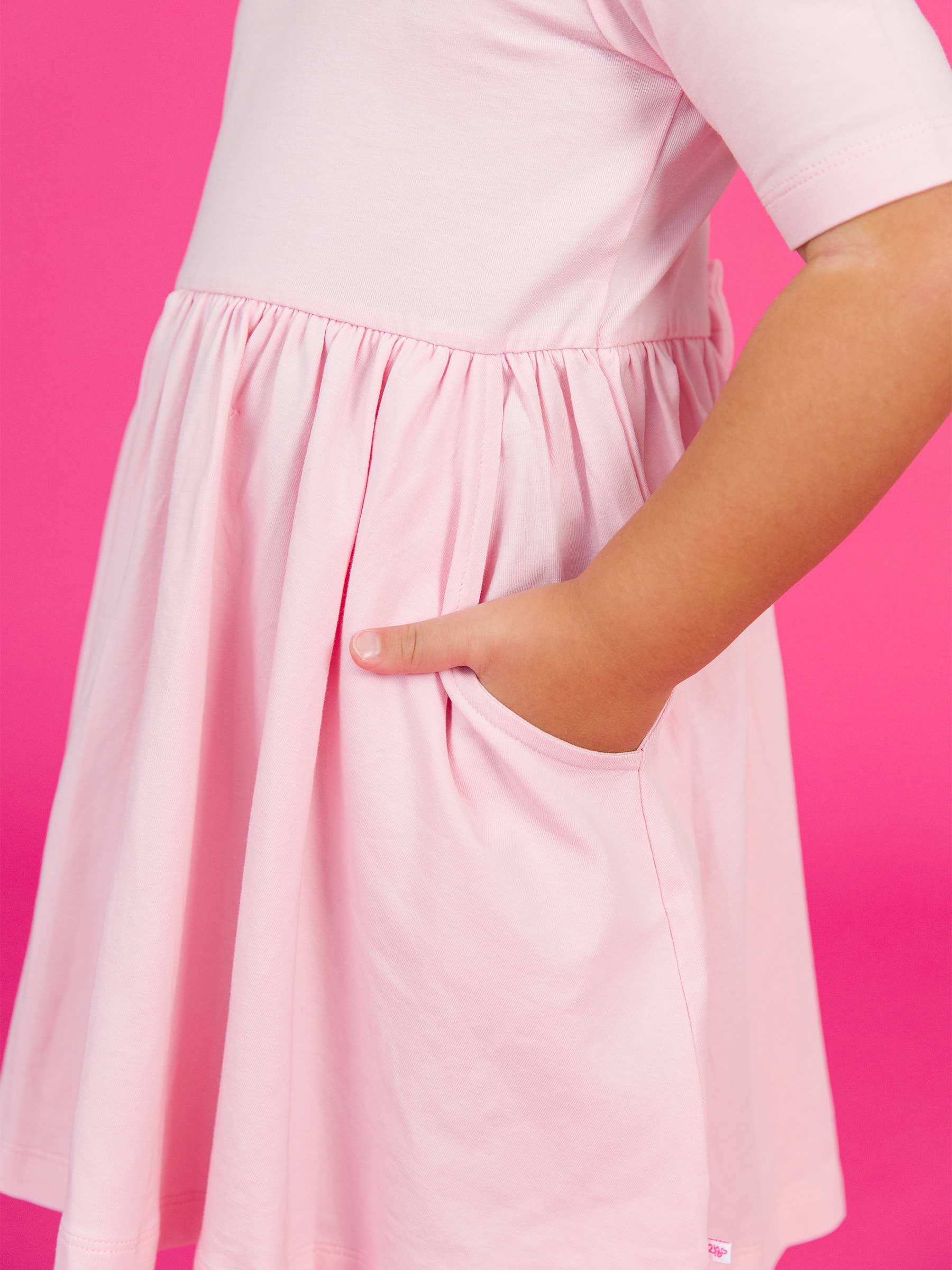 RuffleButts + RuggedButts - Girls Pink Short Sleeve Knit Twirl Dress - Image 5