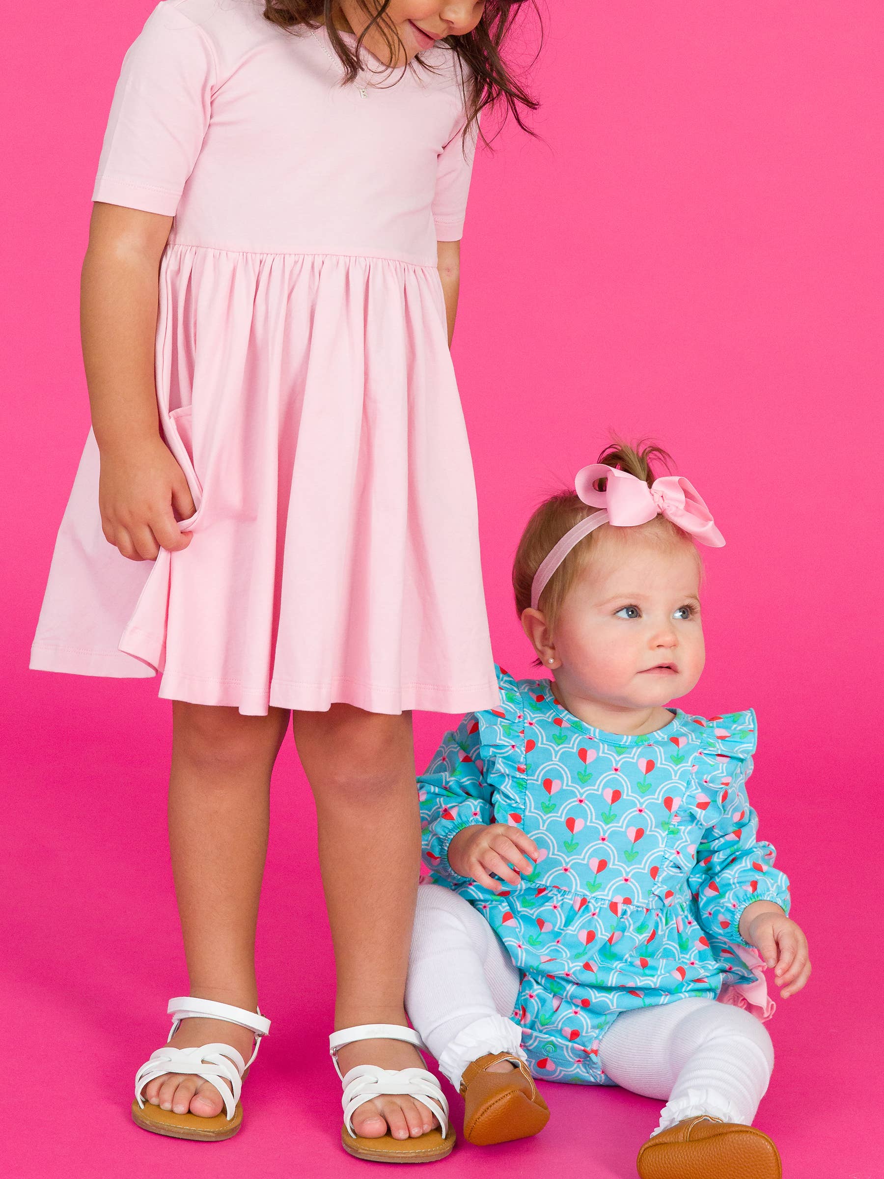 RuffleButts + RuggedButts - Girls Pink Short Sleeve Knit Twirl Dress - Image 6