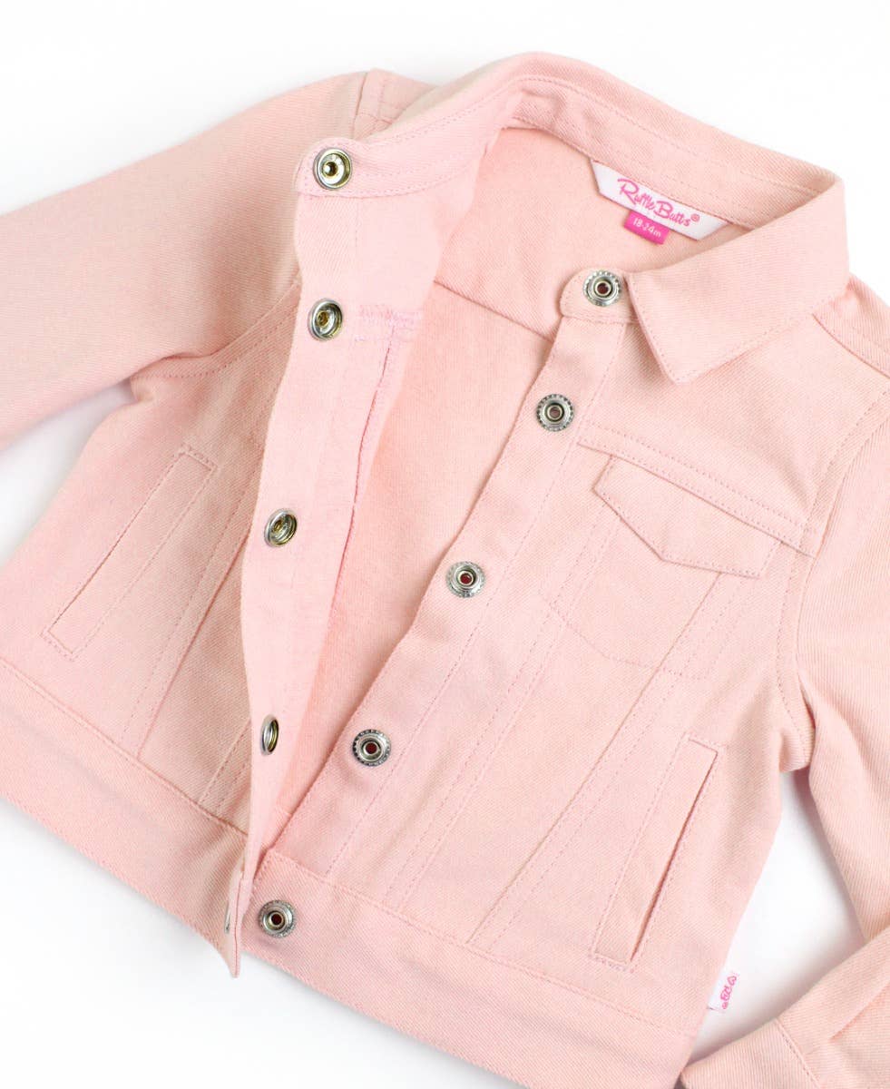 Girls Pink Stretch Denim Jacket - Image 5