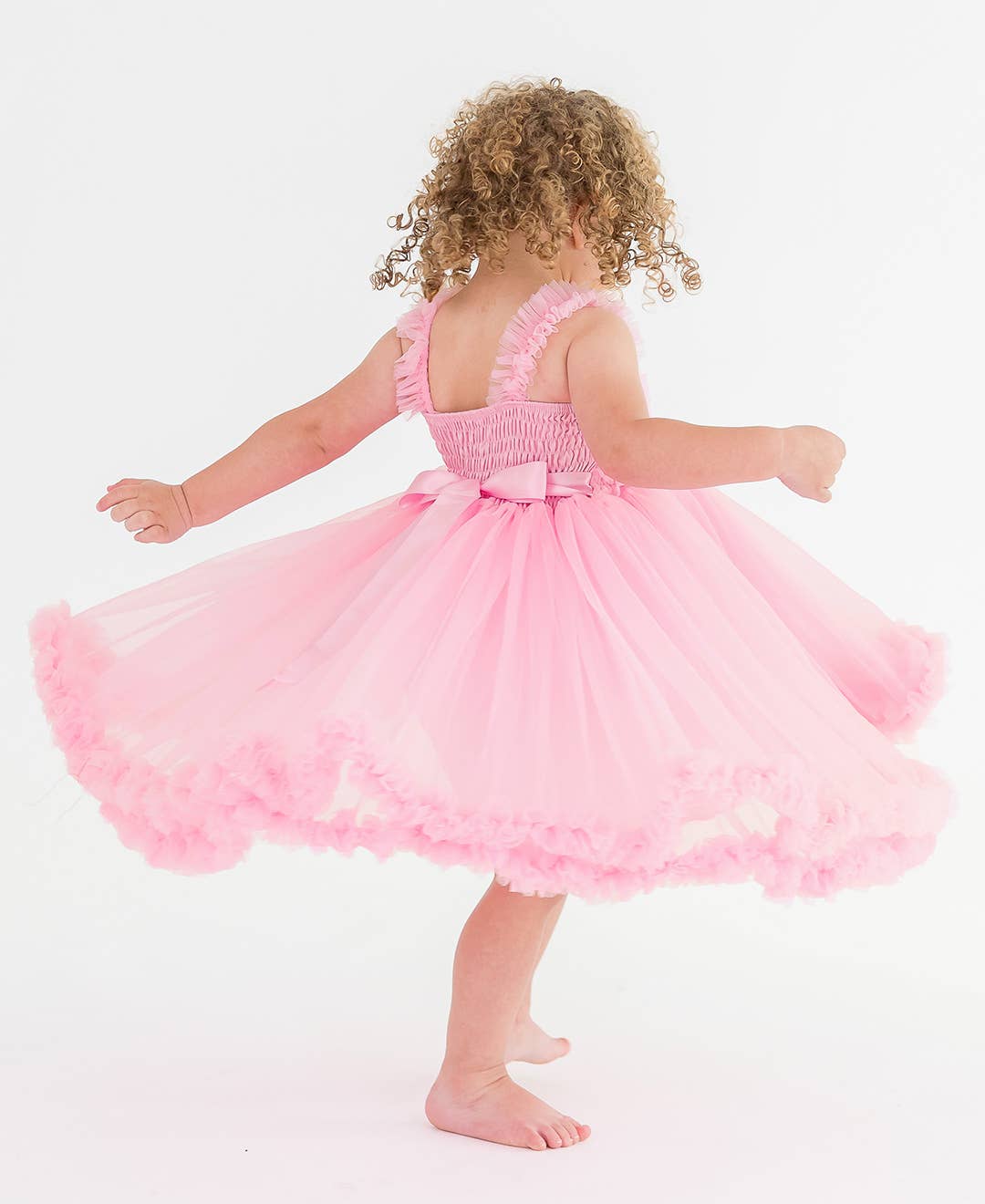 Girls Pink Tulle Empire Waist Princess Petti Dress - Image 3