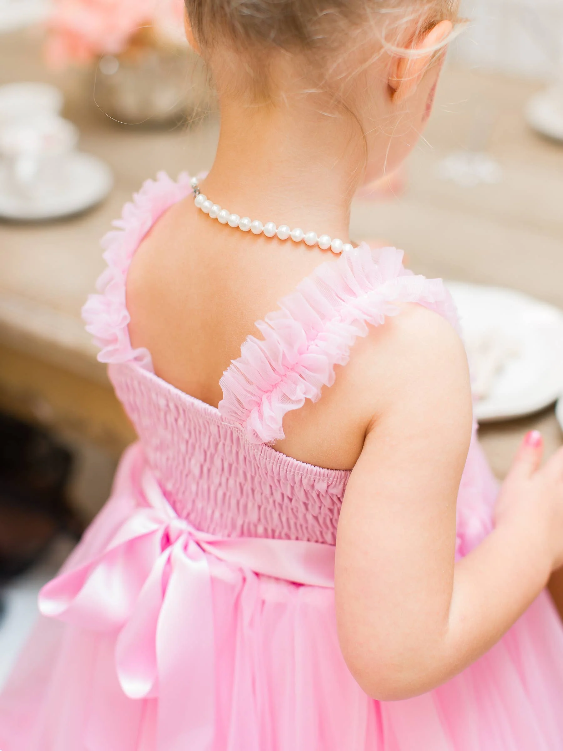 Girls Pink Tulle Empire Waist Princess Petti Dress - Image 5