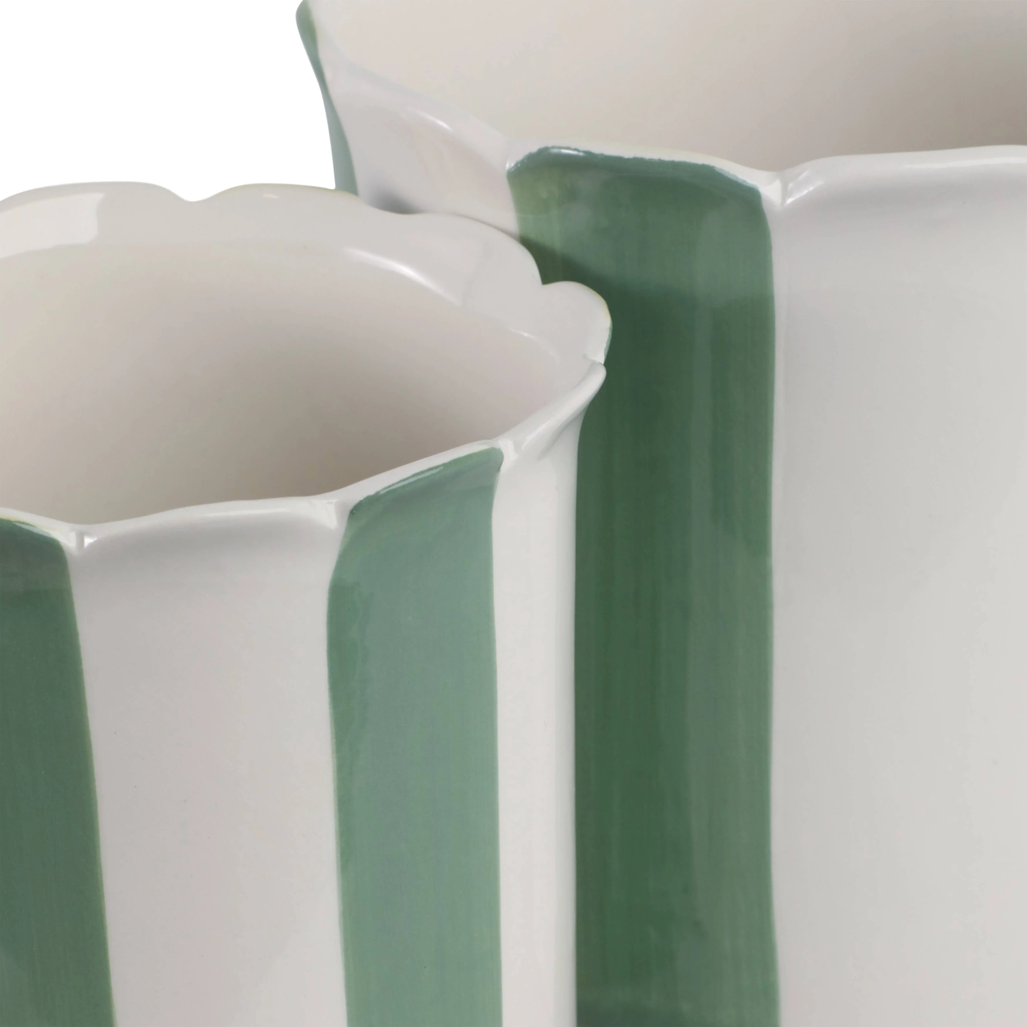 Sagebrook Home - Planters Set of 2 - Green/White Ceramic Striped, 6/8 in. - Image 11