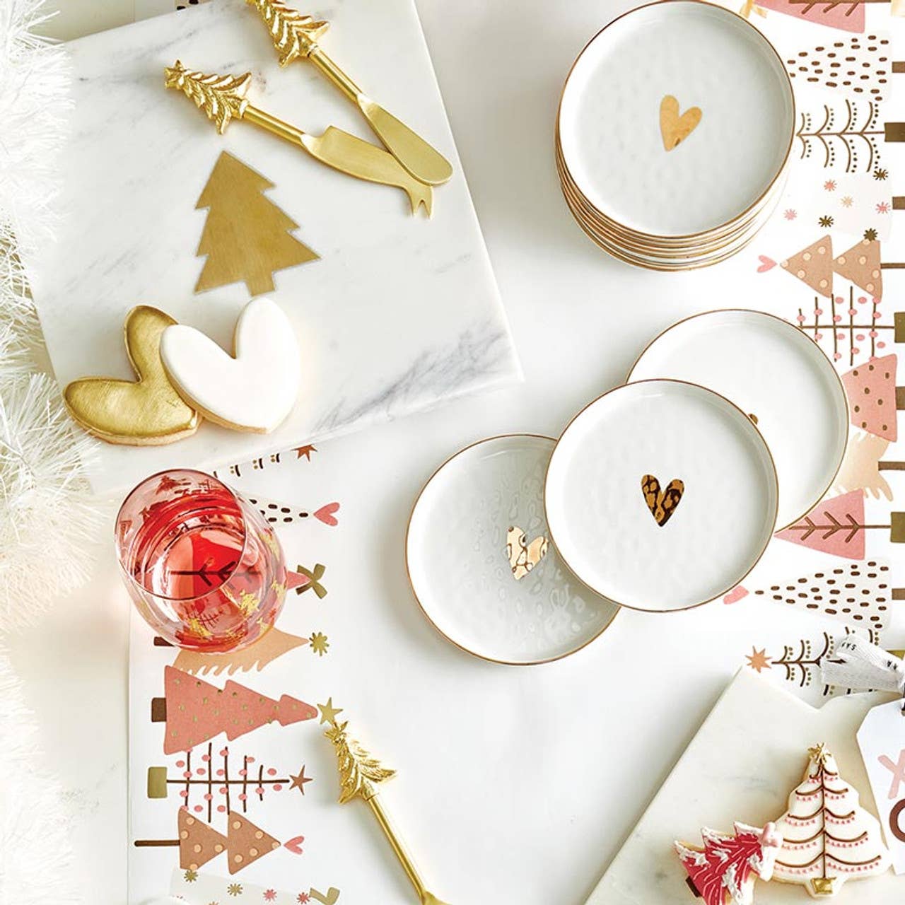 Ceramic Appetizer Plates - Gold Foil Heart - Set of 4 - Image 4