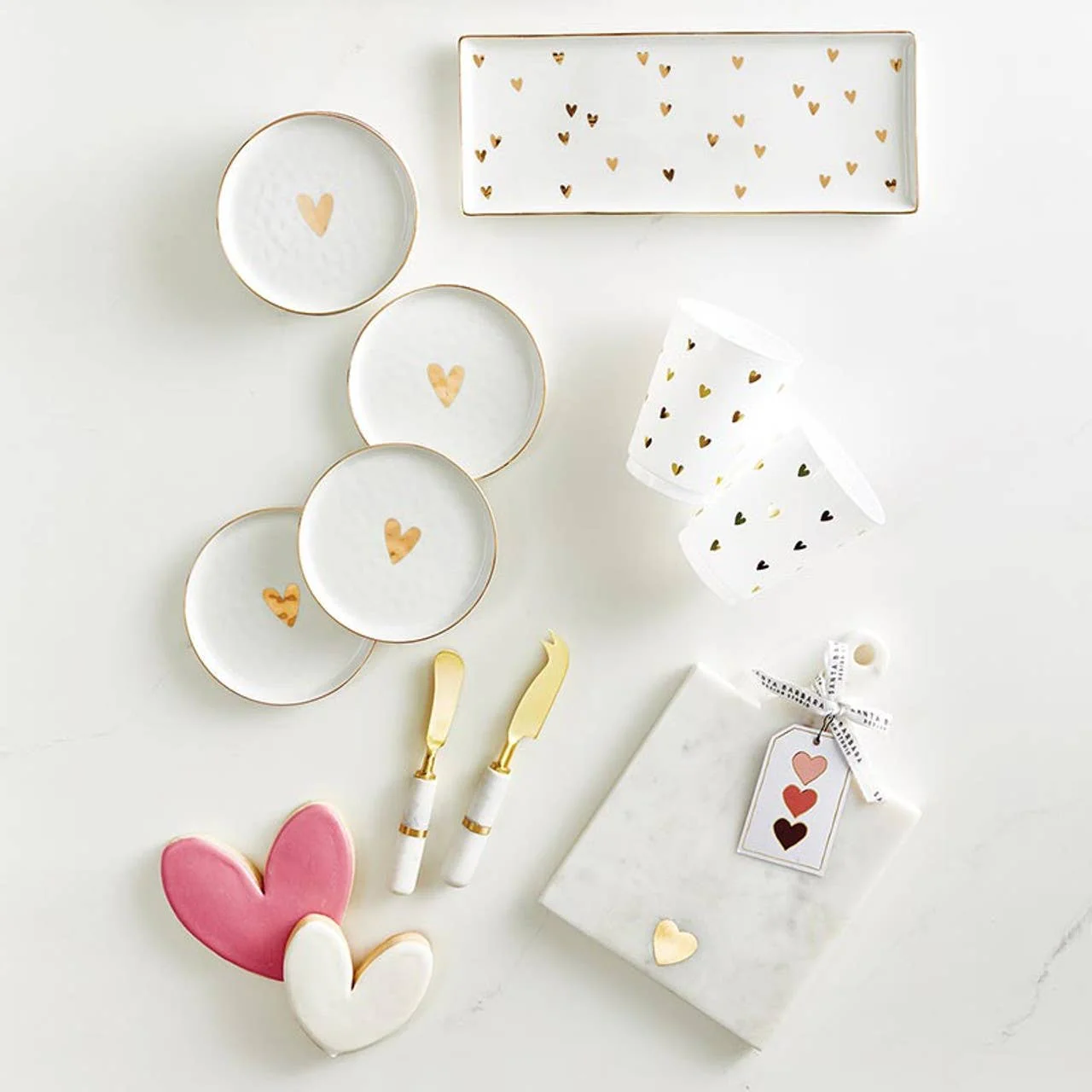 Ceramic Appetizer Plates - Gold Foil Heart - Set of 4 - Image 5