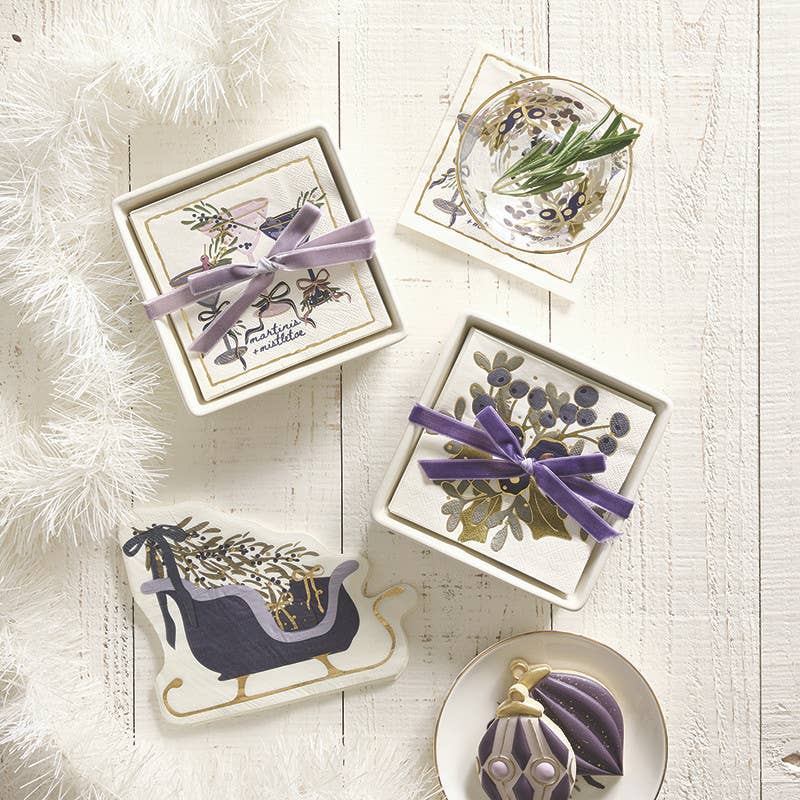 Ceramic Napkin Tray + Napkins - Holly - Image 4
