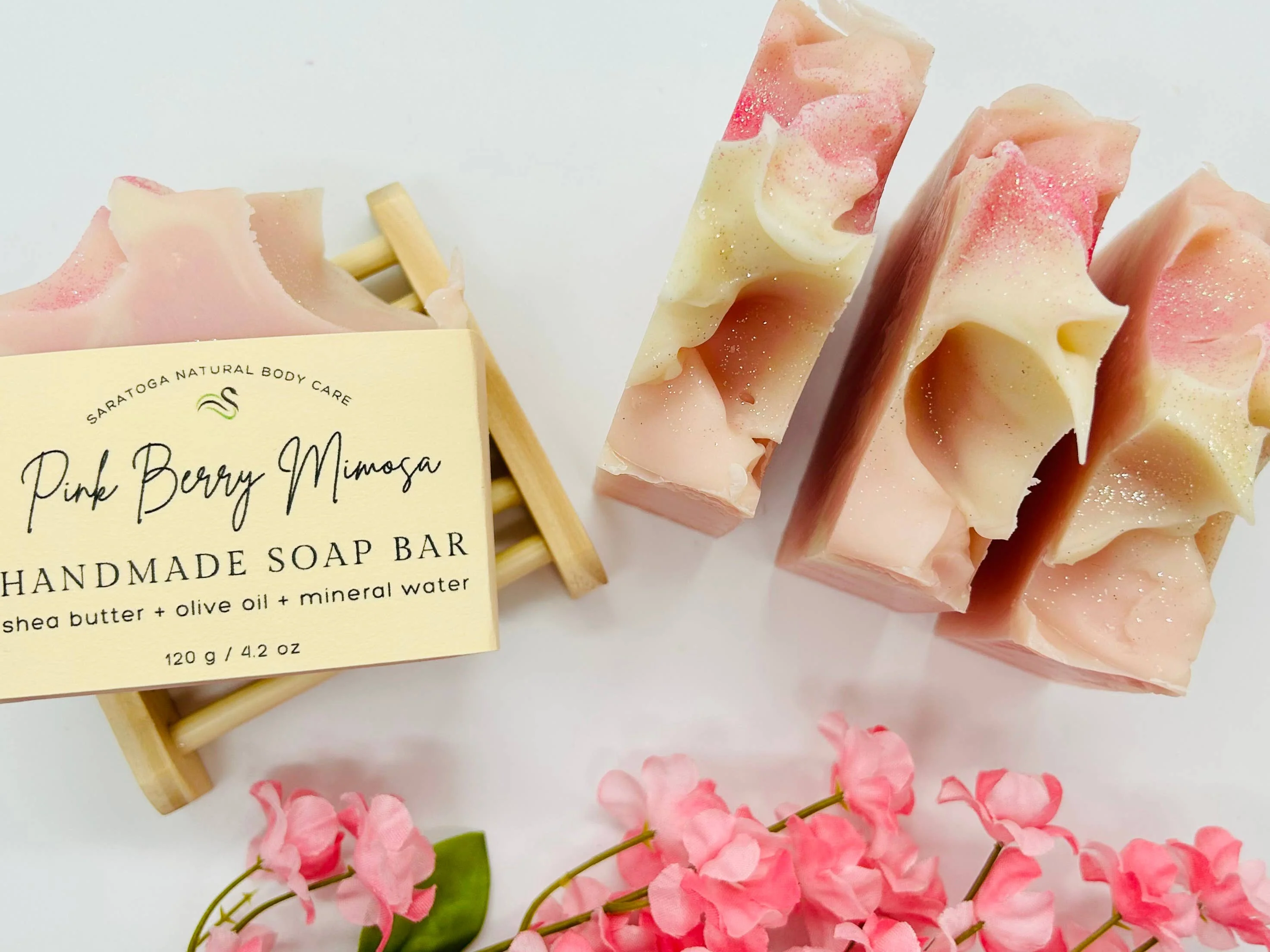 Pink Berry Mimosa Handmade Soap Bar VEGAN COLD PROCESS - Image 3