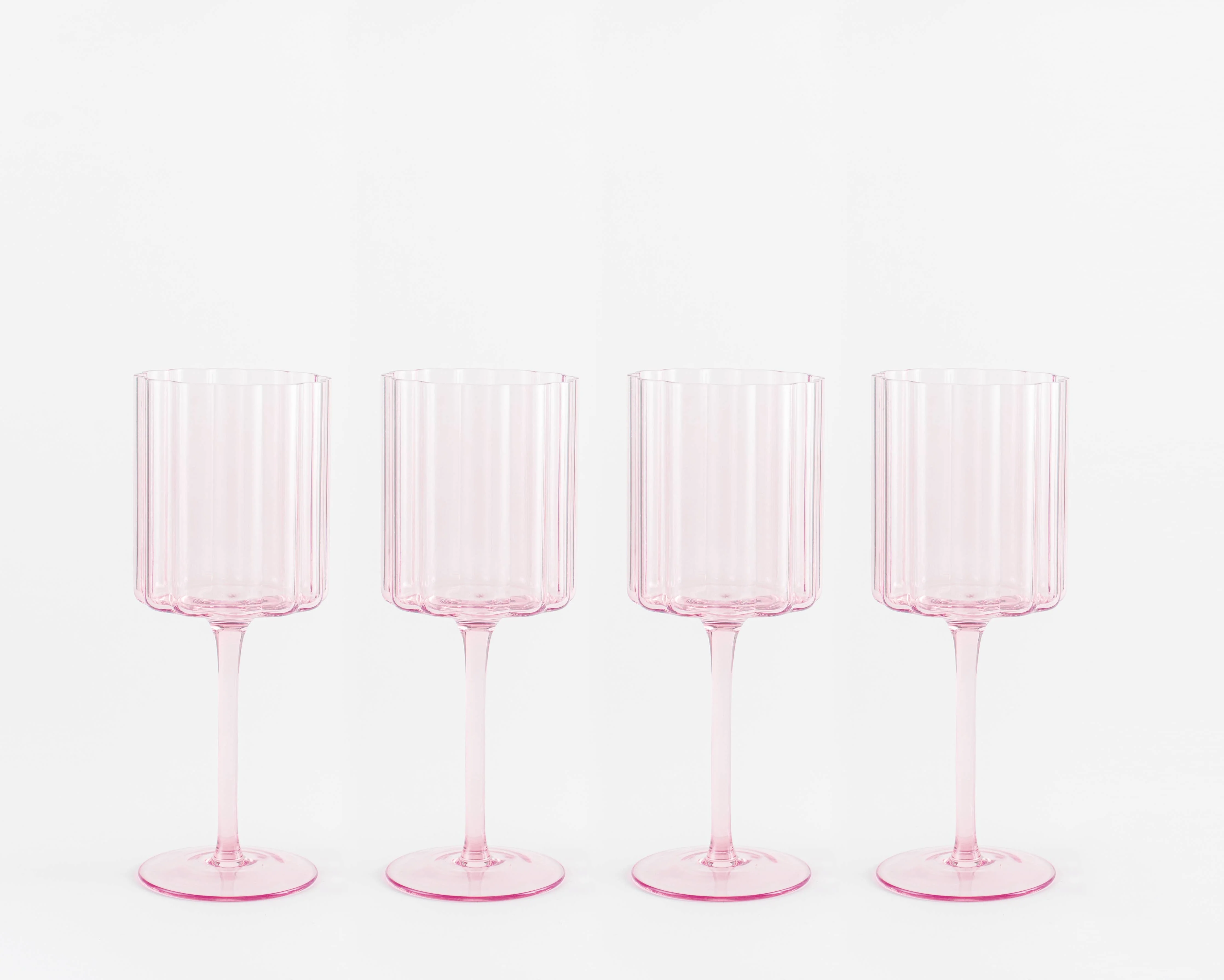 Scalloped Rim Fluted Wine Glass, Set of 4