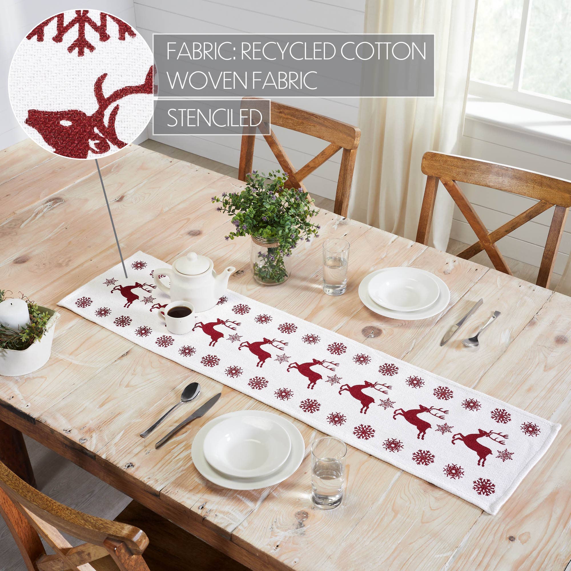 Scandia Snowflake Red White Runner 12x48 - Image 5