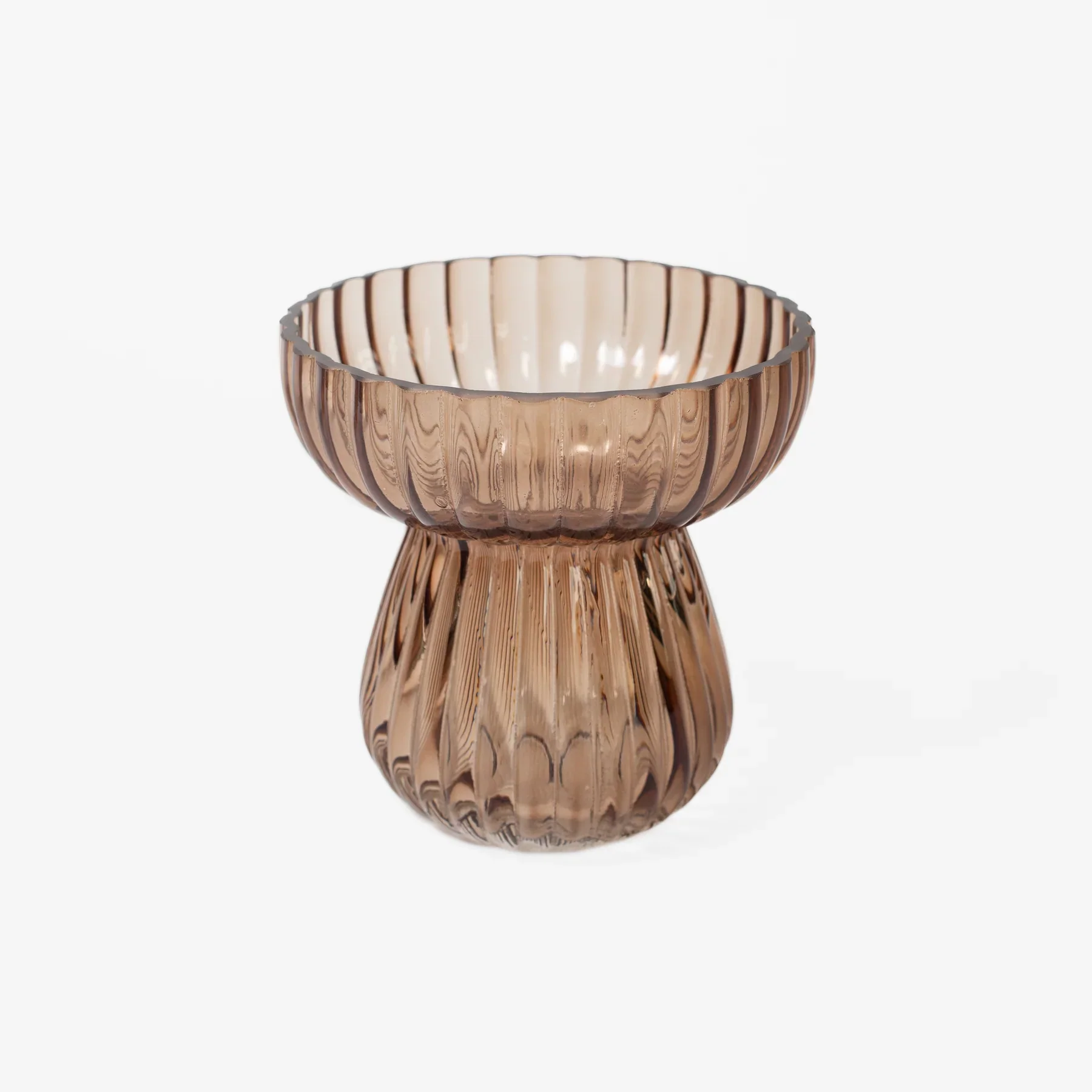 Scarlett Glass Ribbed Mushroom Vase - Small