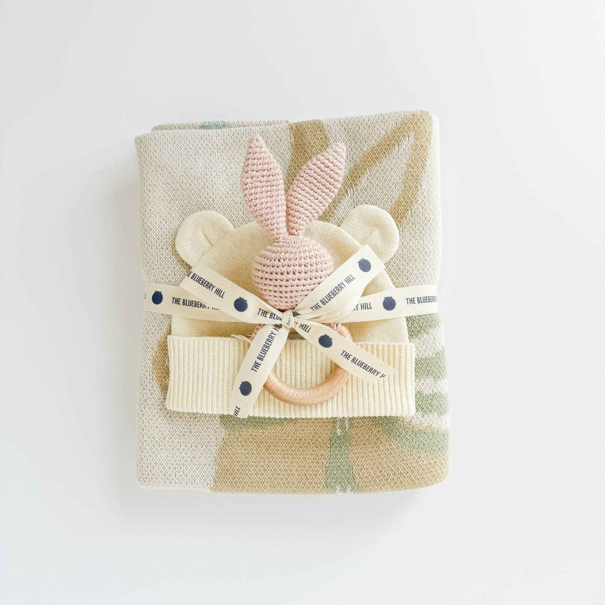 Set Pastel Floral Blanket Hat Rattle Bunny Strawberry Baby: Pink Strawberry - Image 2