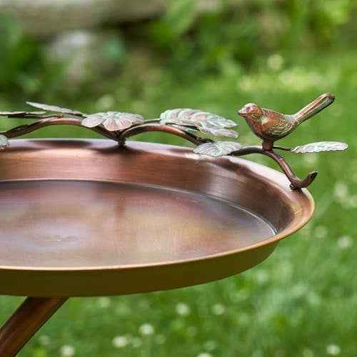 Shallow Birdbath on Branch Stand : Antique Copper - Image 2