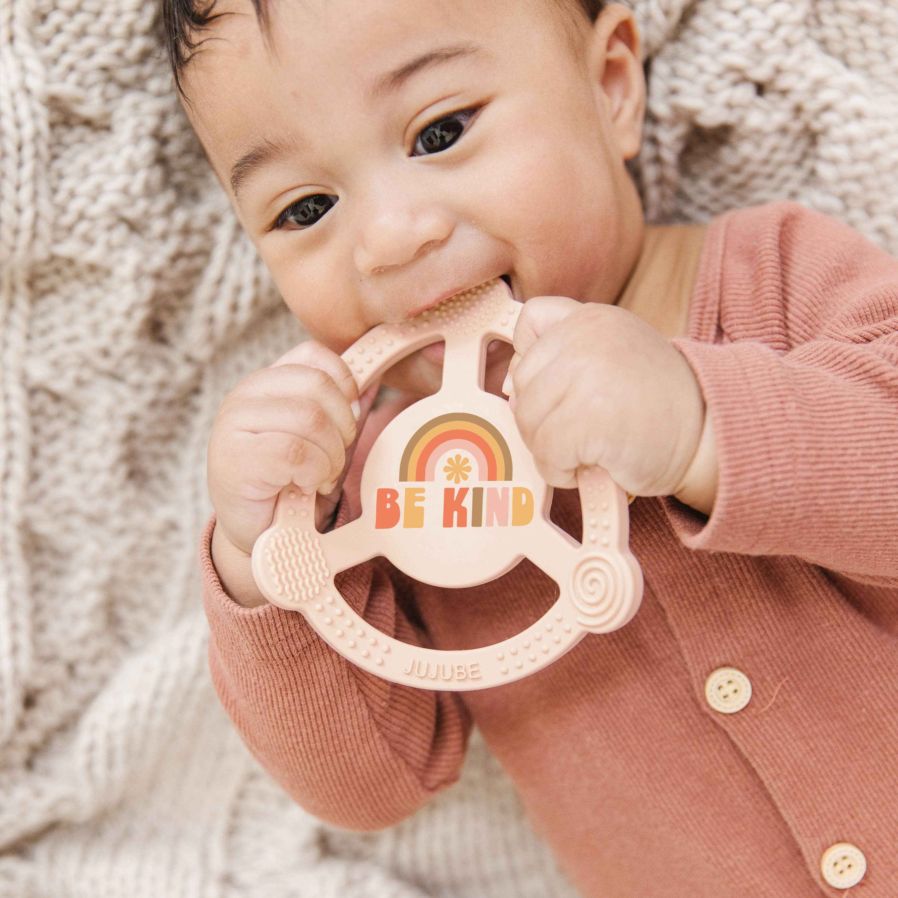 Silicone Teether Ring with Detachable Clip Be Kind Rainbows - Image 5