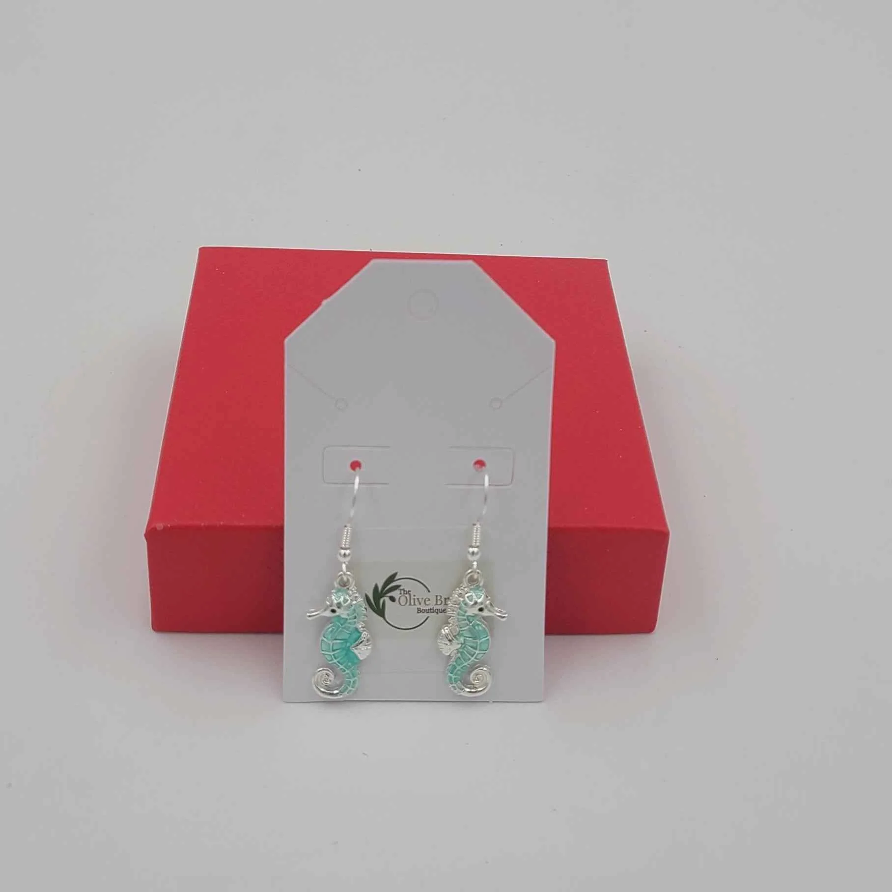 Silver and Mint Seahorse Earrings - Image 3