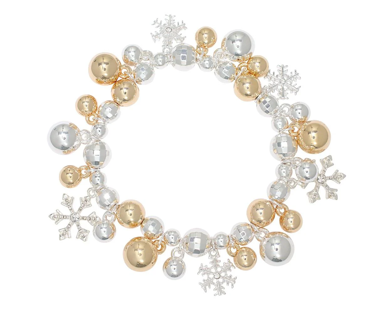 Silver & Gold with Snowflakes Bracelet