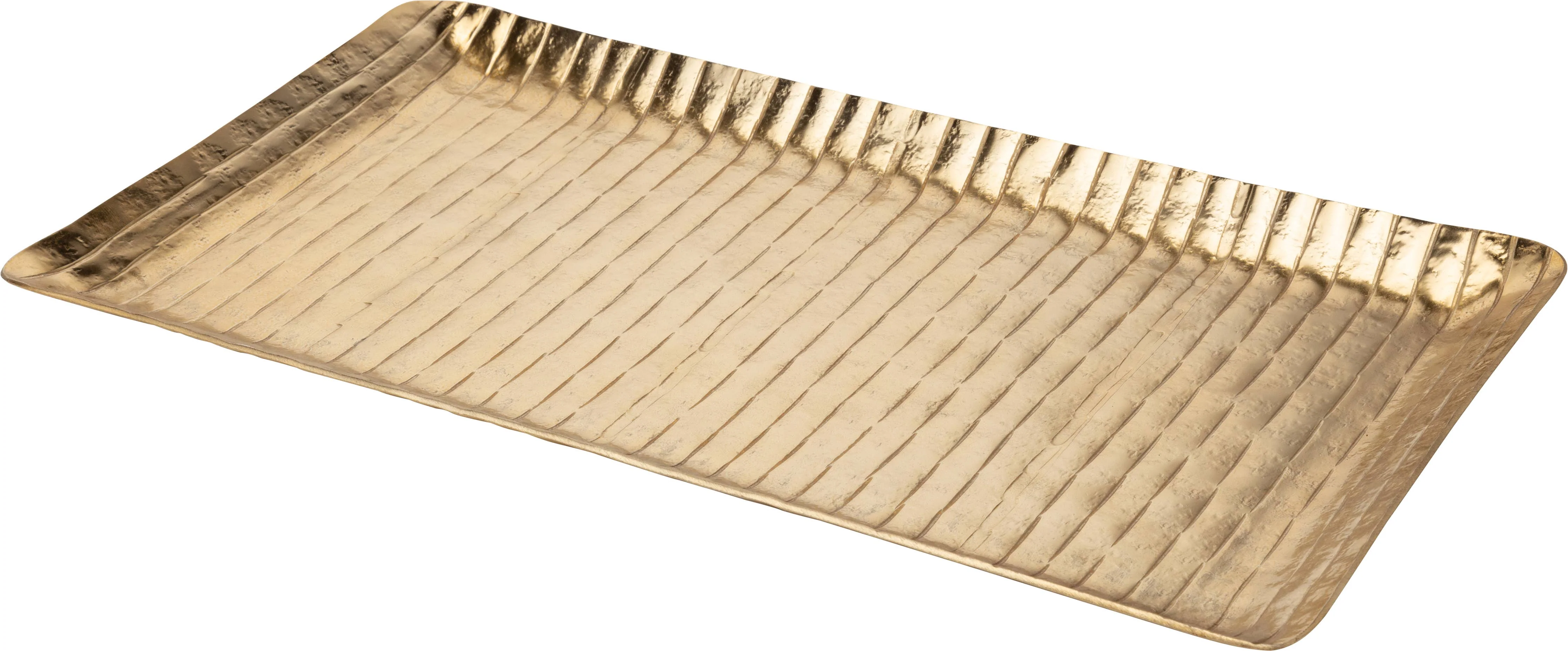 Hammered Gold Aluminum Rectangular Tray-14x7.5in