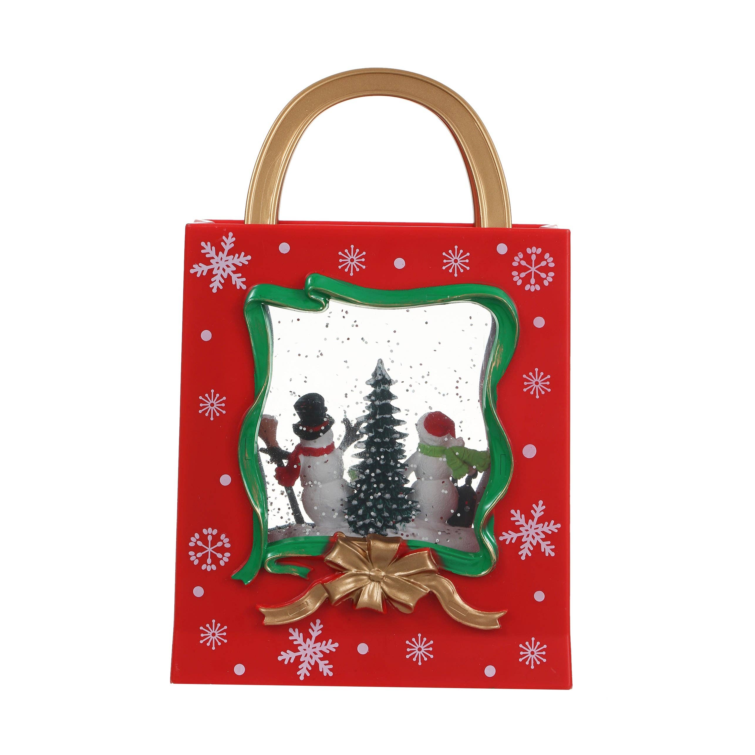 Christmas Musical Red Gift Bag Snow Globe Lantern with Snowman Family Scene for Christmas Decoration - Image 18