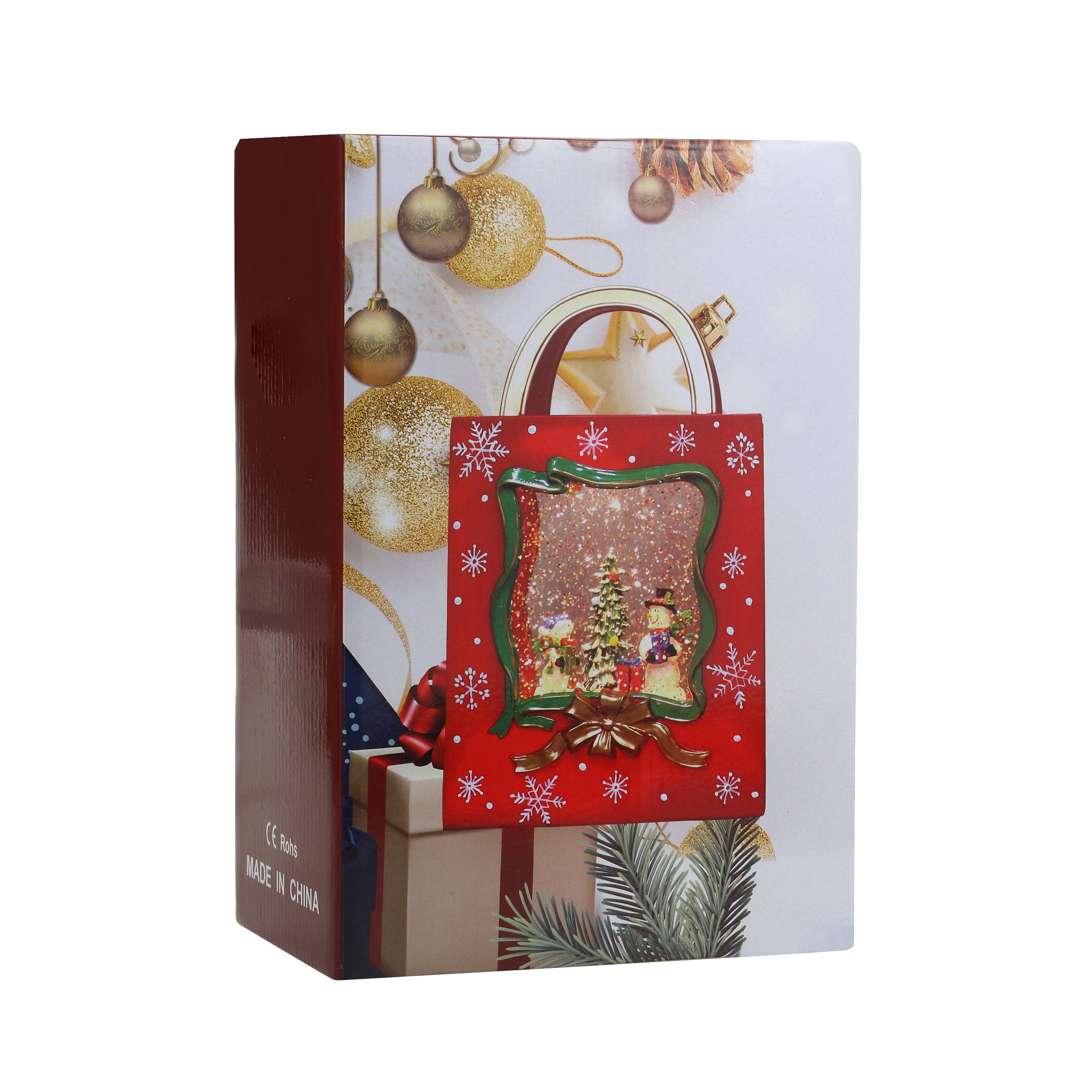Christmas Musical Red Gift Bag Snow Globe Lantern with Snowman Family Scene for Christmas Decoration - Image 19