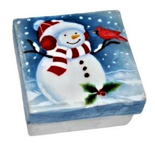 Snowman with Cardinal Capiz Box