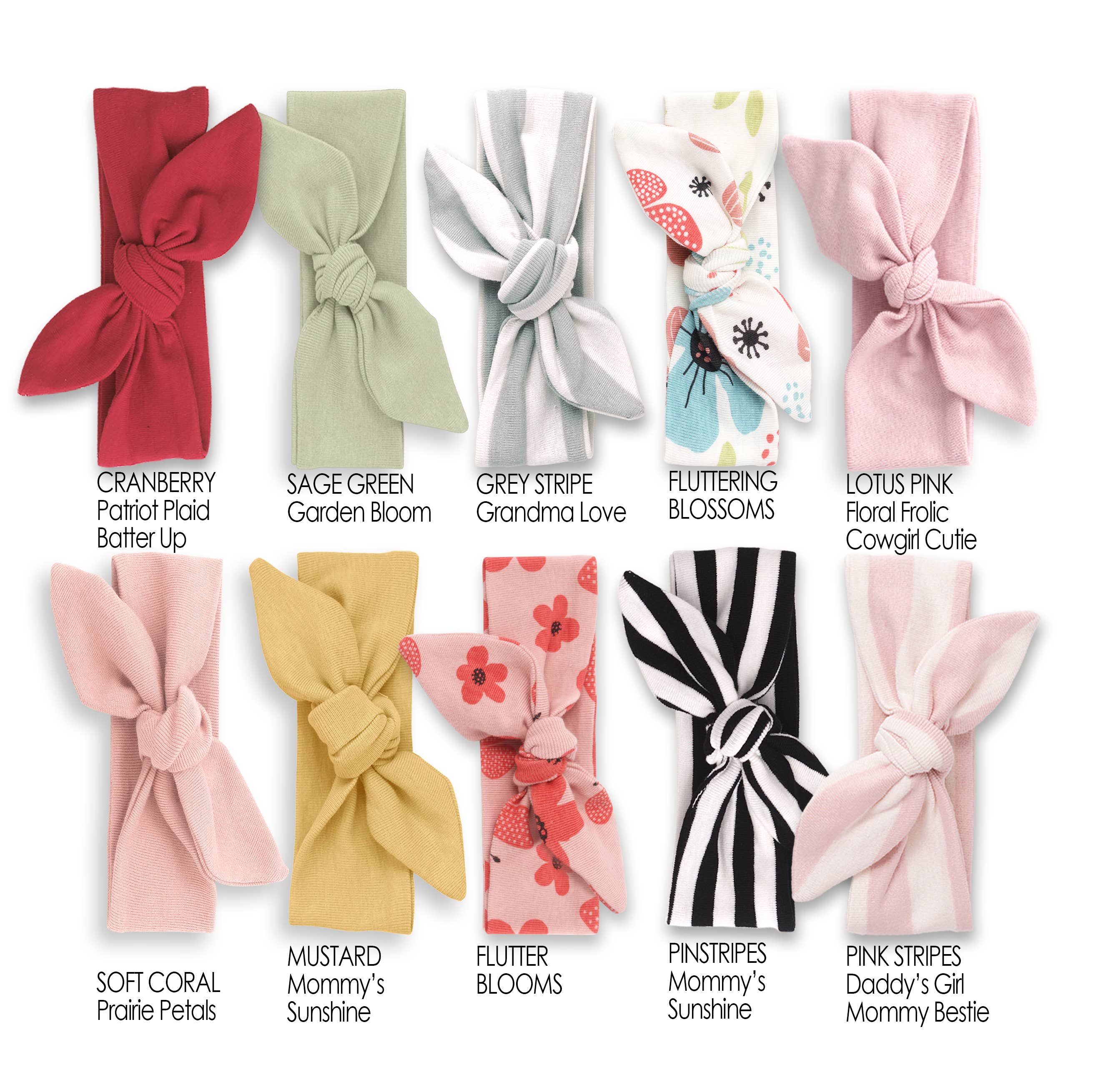 Soft Cotton Baby Girl Headbands – Adjustable One Size: Pink Stripes - Image 2