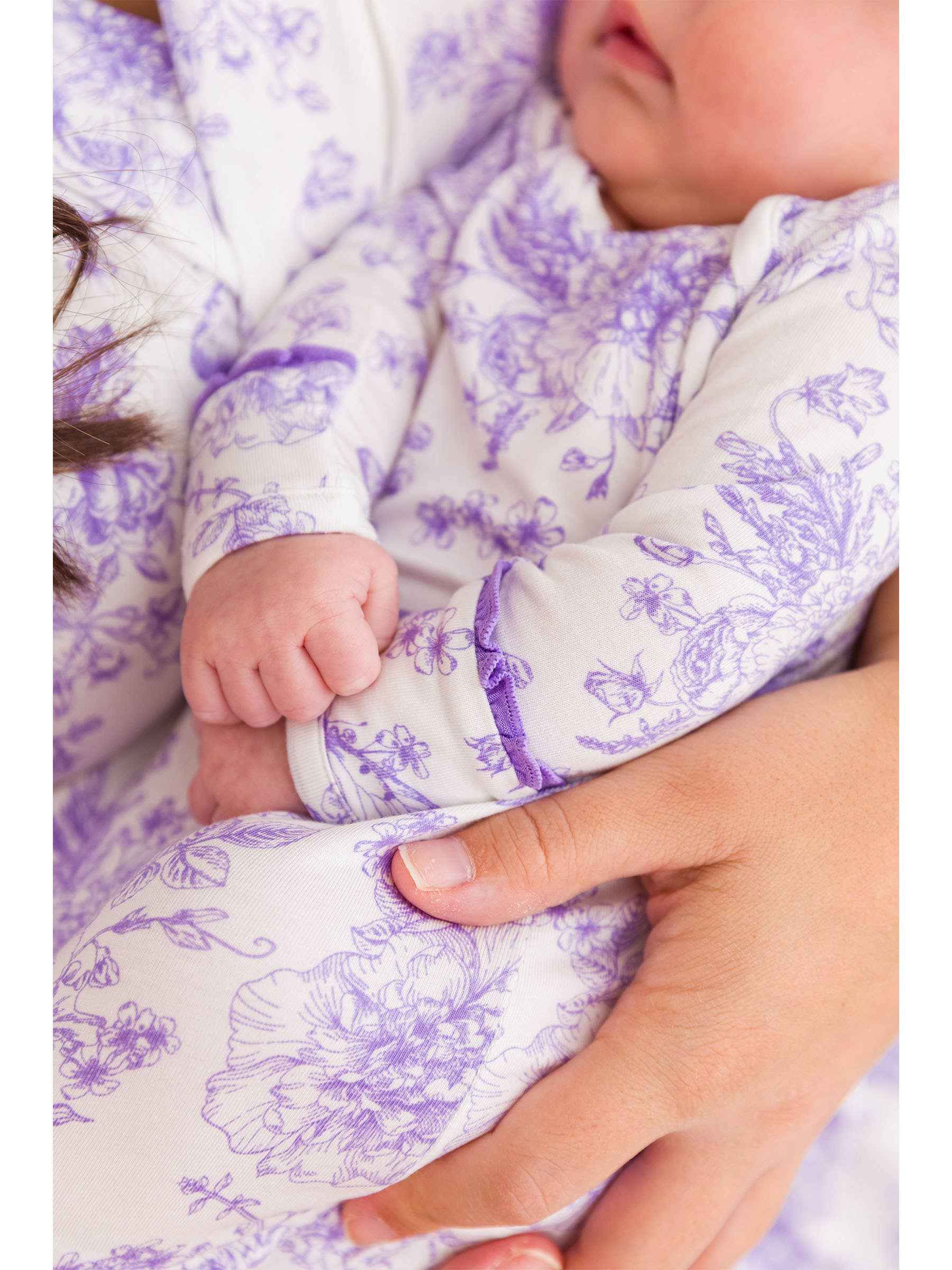 Baby Girls Bamboo Wisteria Purple Butterfly Sleep Gown & Bow Hat Set Newborn-3m - Image 4