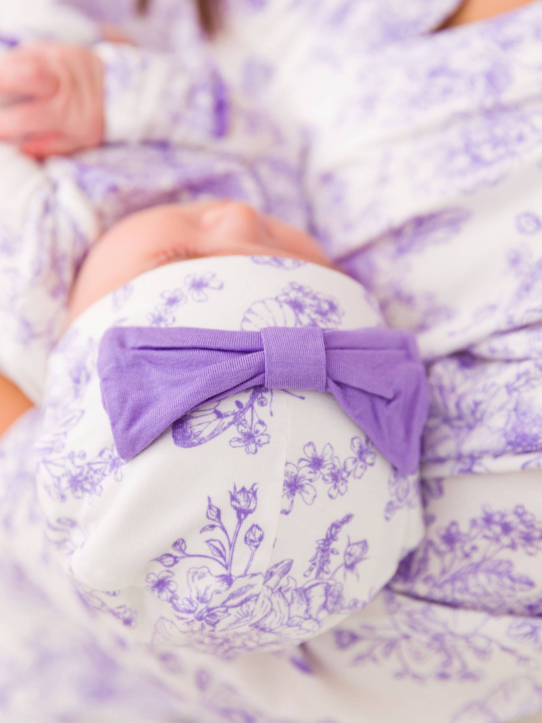 Baby Girls Bamboo Wisteria Purple Butterfly Sleep Gown & Bow Hat Set Newborn-3m - Image 6